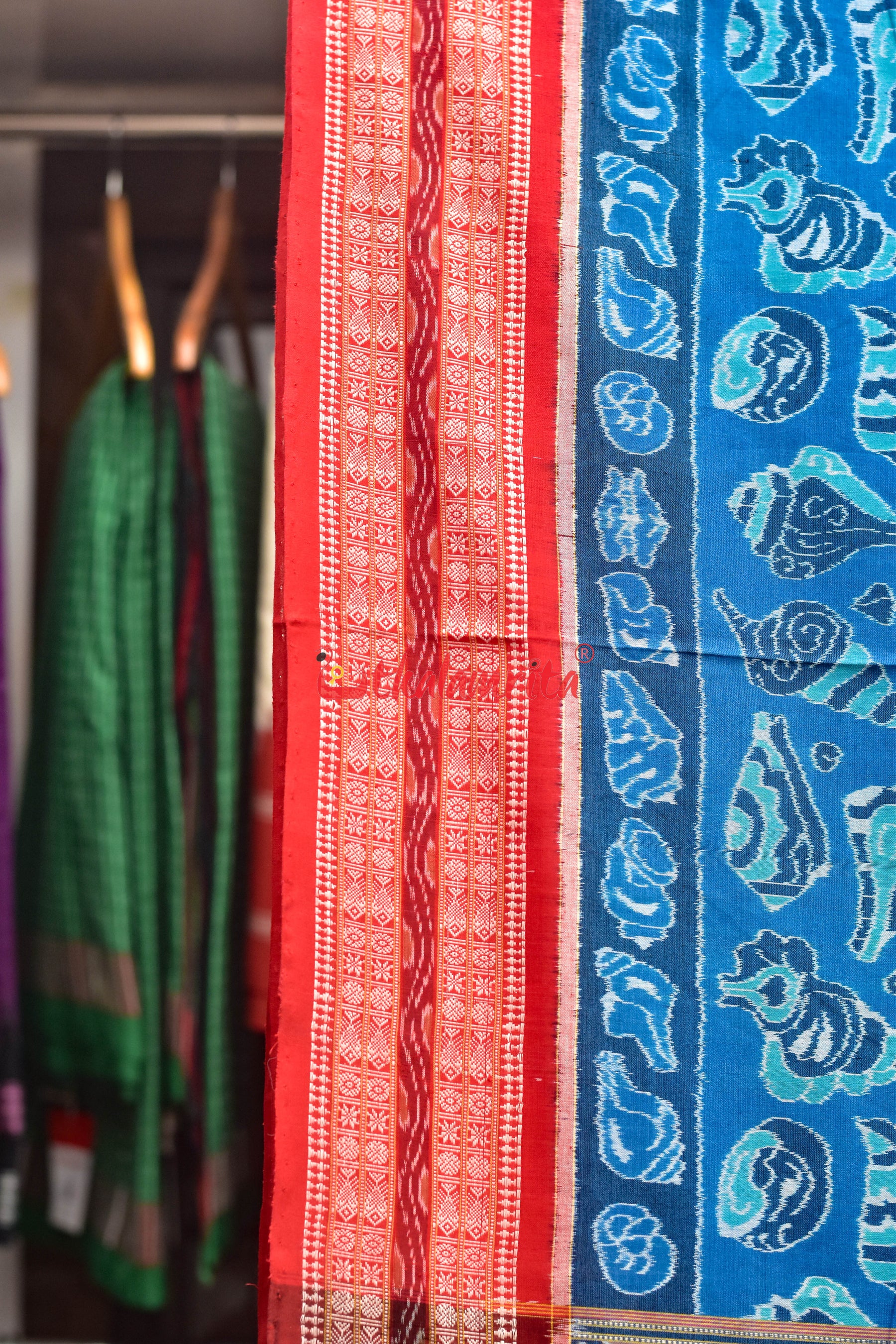 Blue Sankha Sambalpuri Cotton Saree