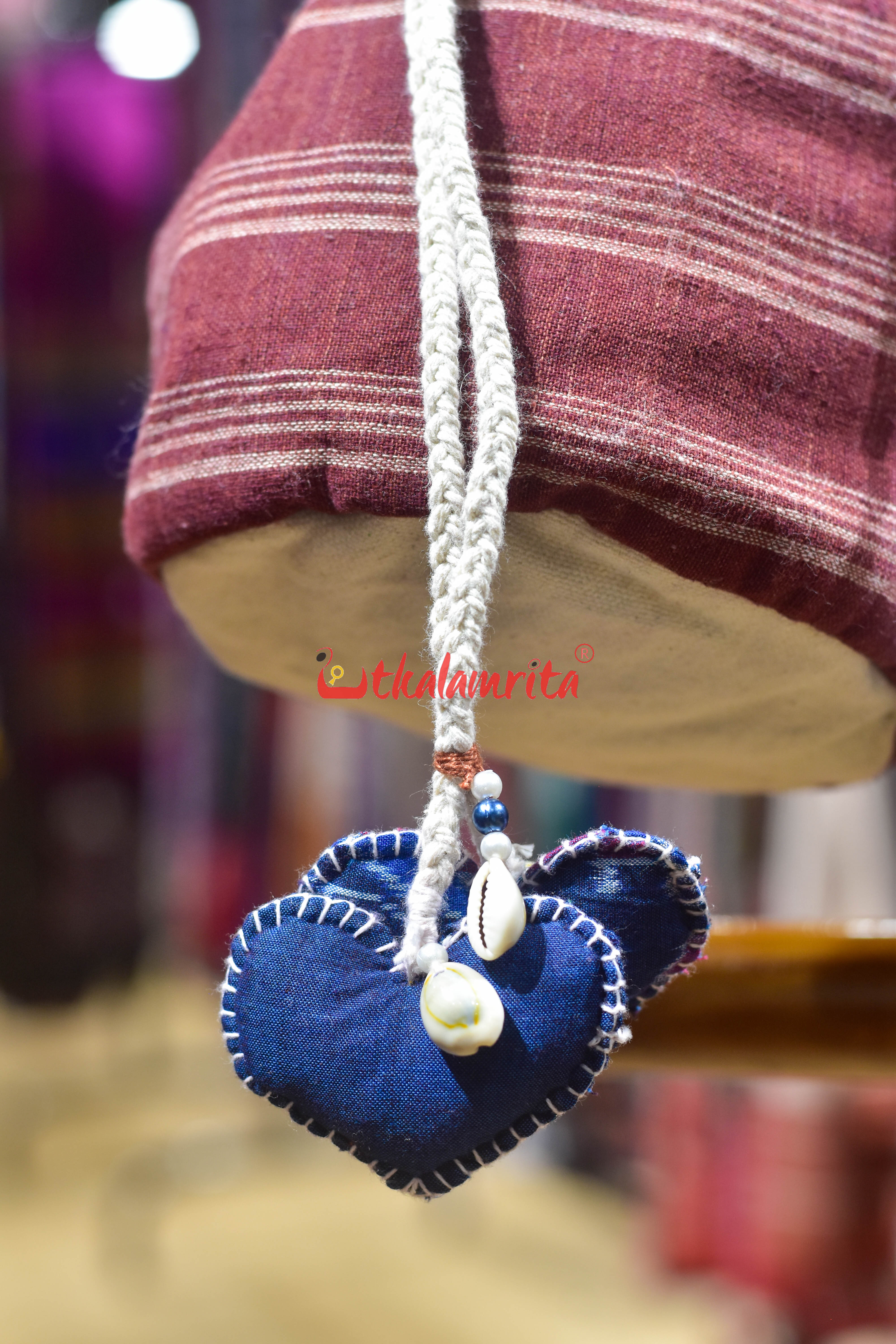Maroon White Stripes Kotpad with Tribals Potli Bag