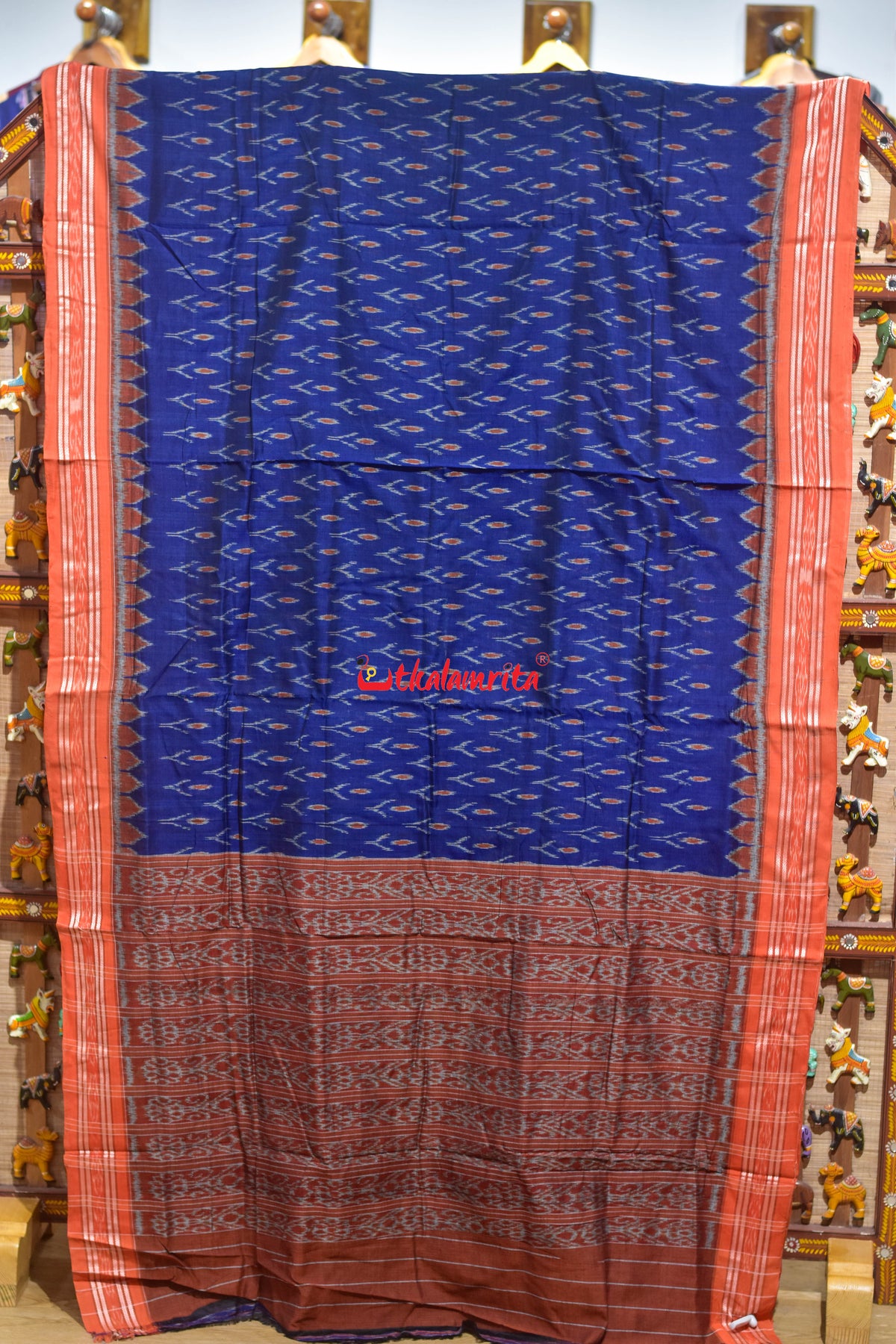 Blue Orange Labanga Khandua Cotton Saree