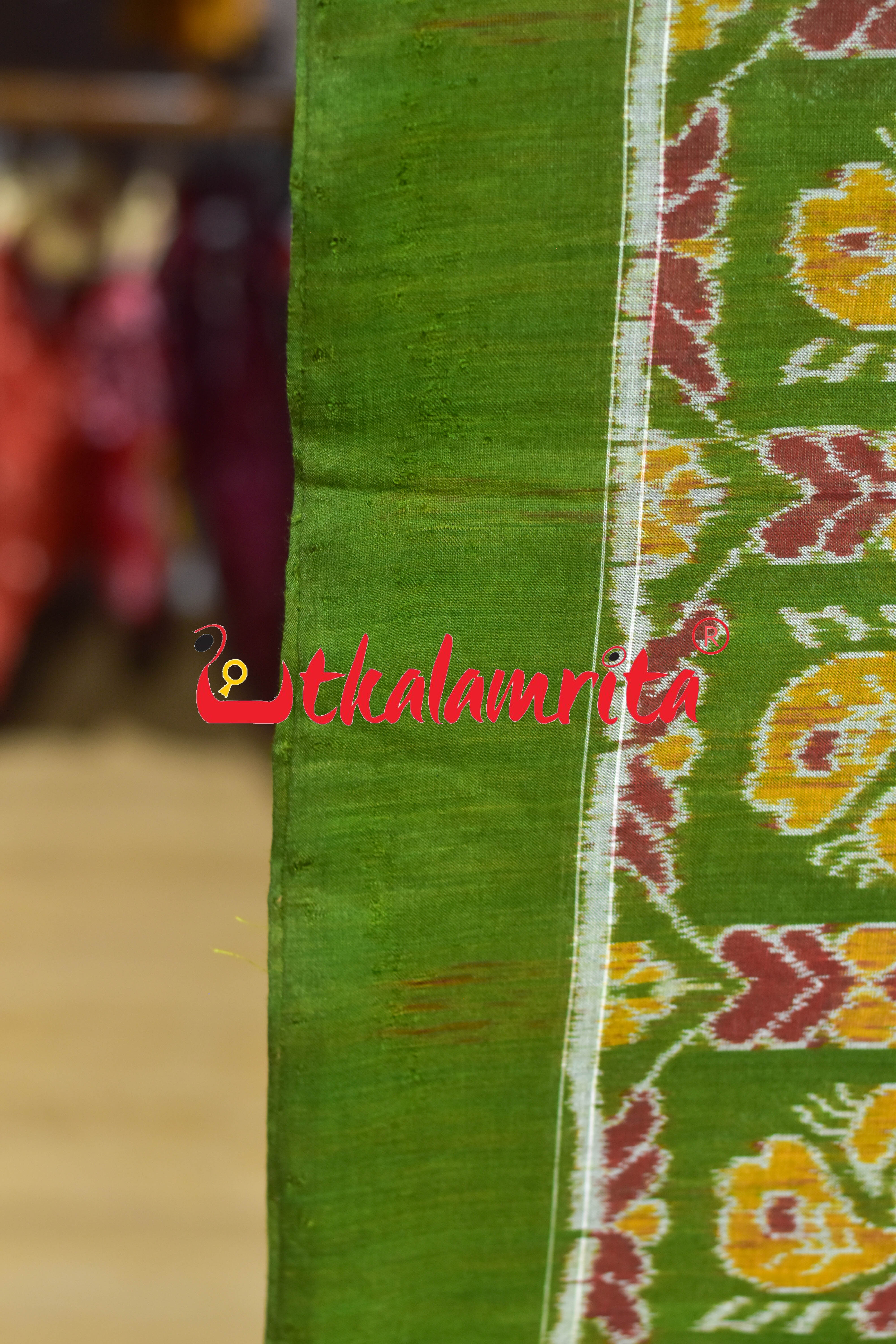 Mehendi Red Kothi Animal Sambalpuri Cotton (Fabric)