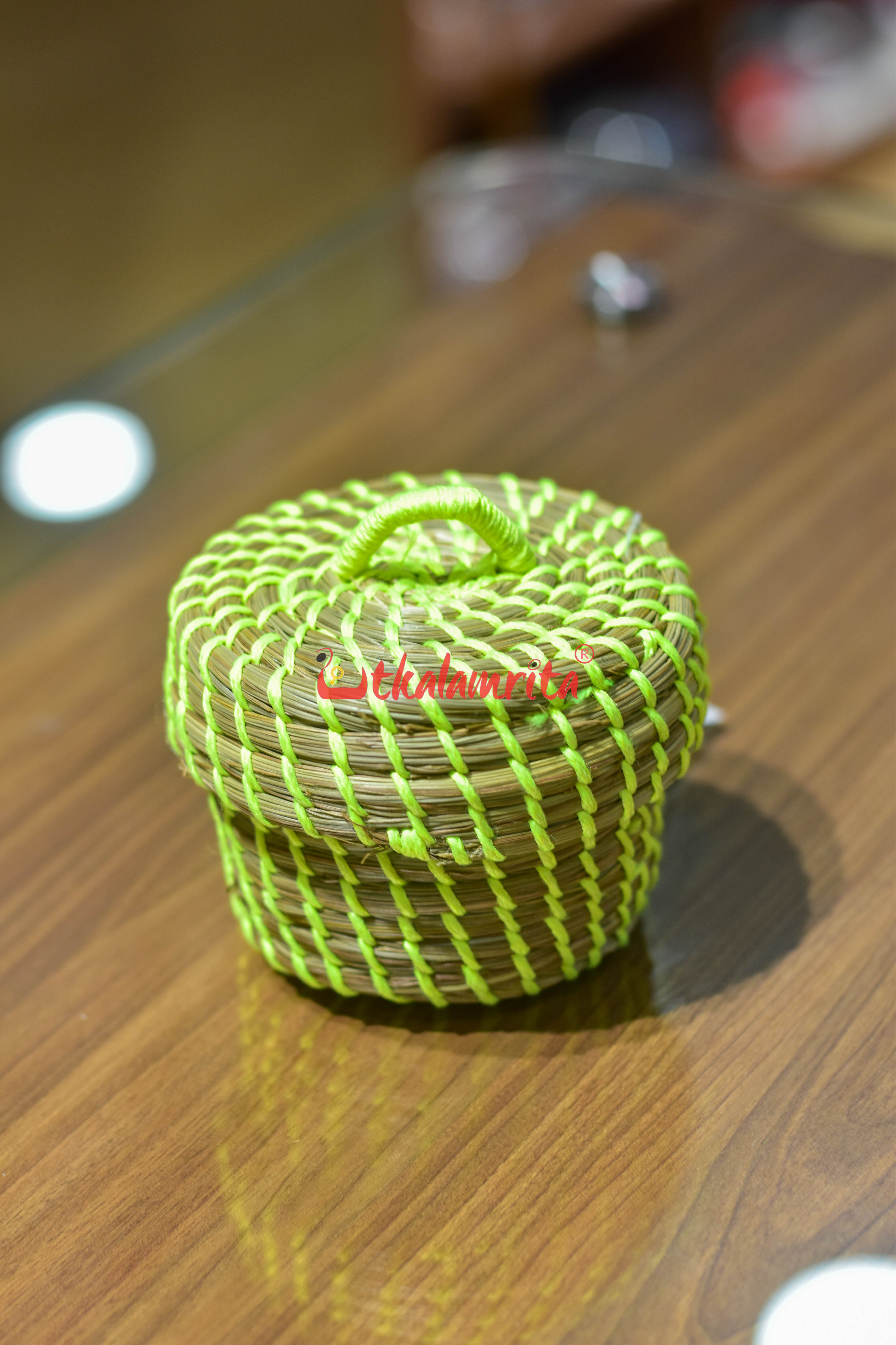Sabai Grass Fluroscent Green Thread Jewellery Box