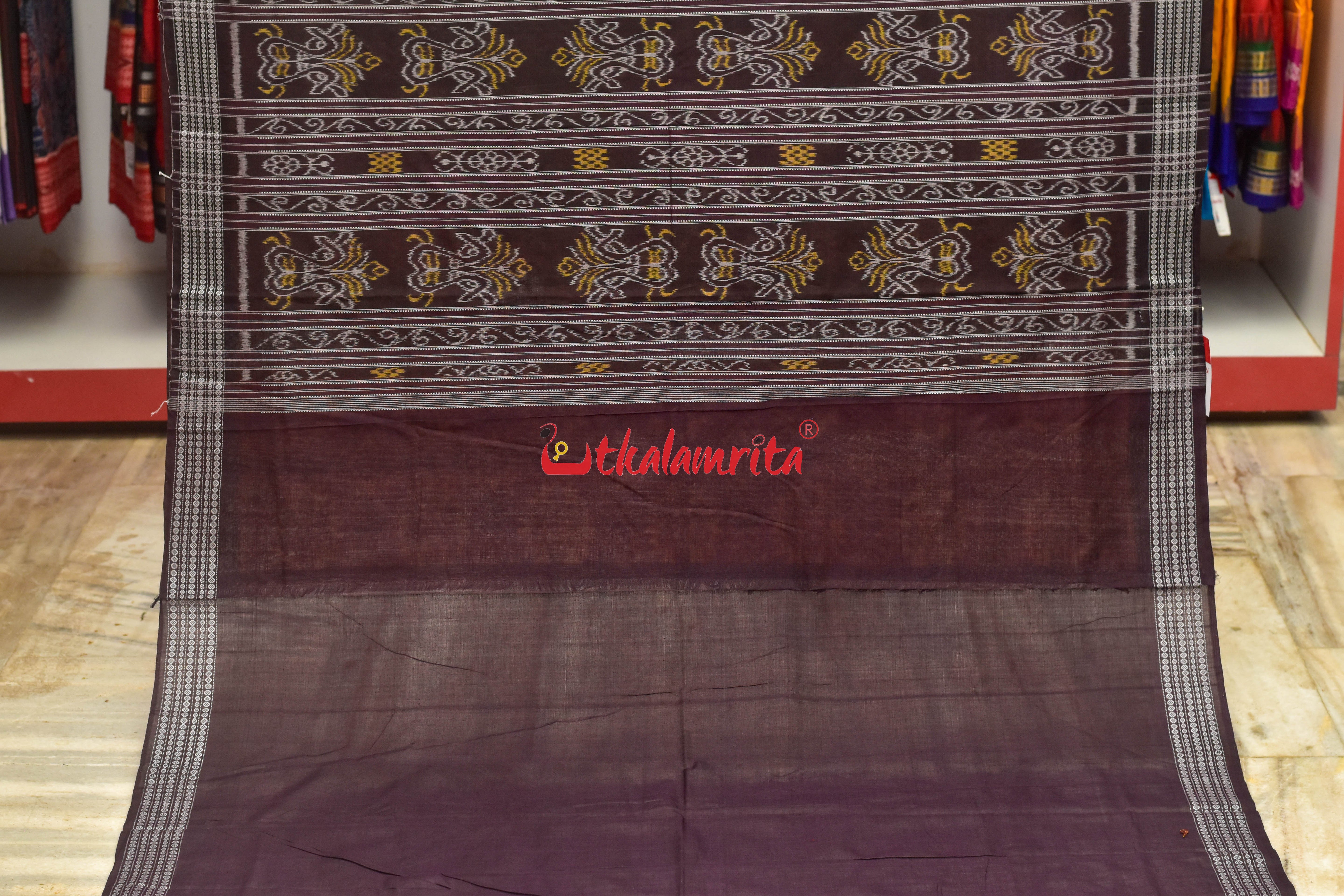 Maroon Surjya Bandha Sambalpuri Cotton Saree