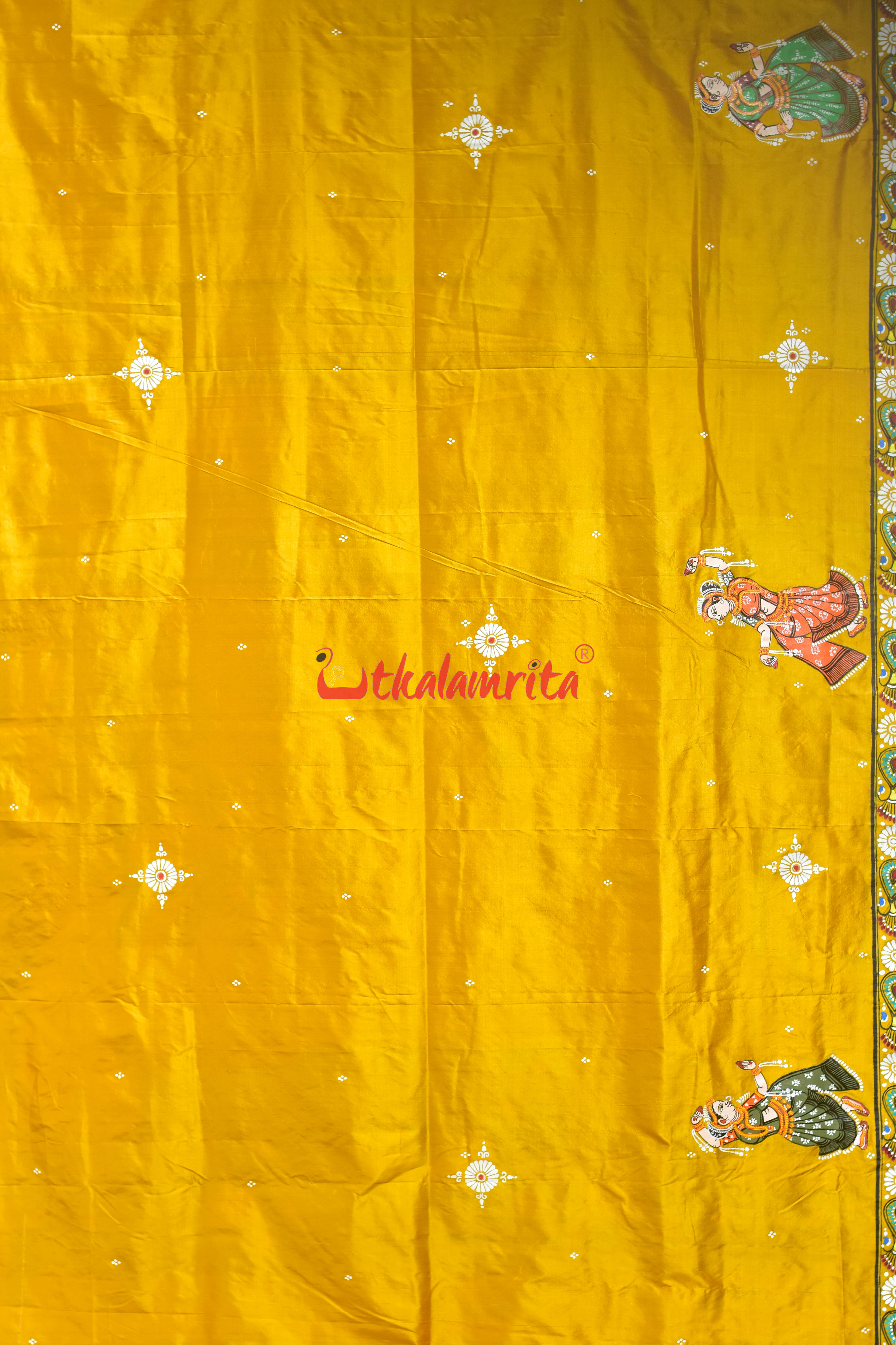 Golden Leela Pattachitra Silk Saree