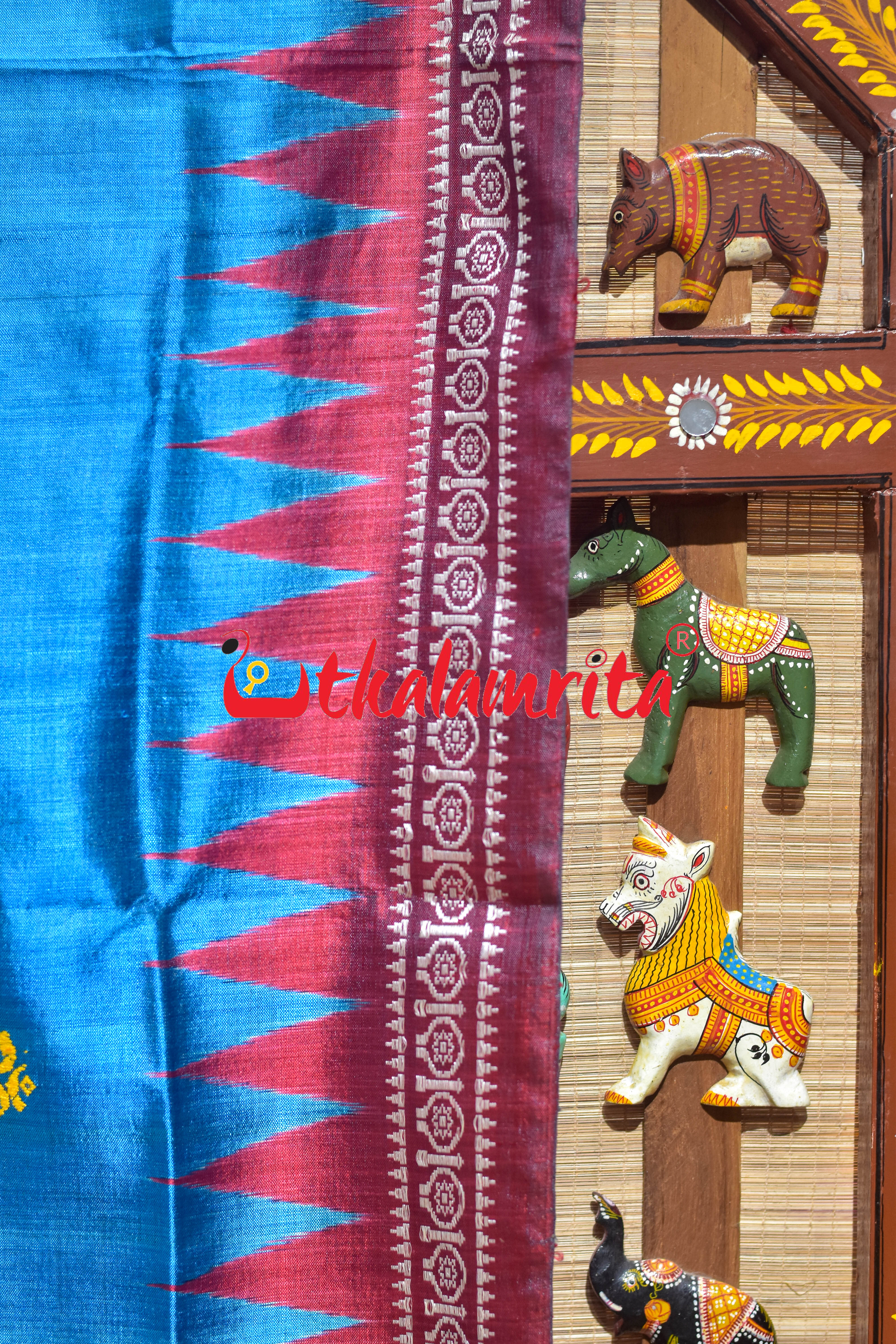Blue Mulbery Om Gopalpur Tussar Silk Saree