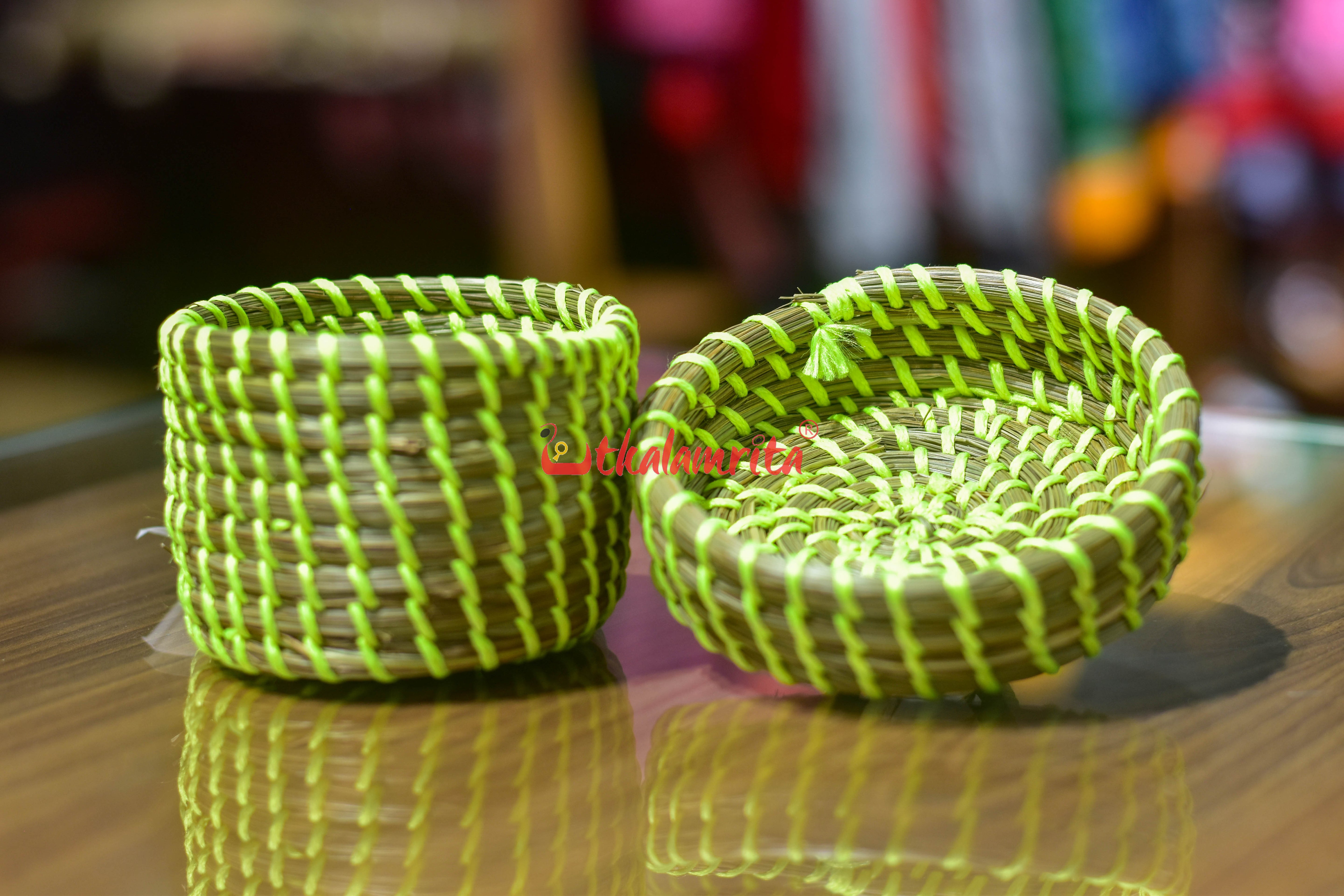 Sabai Grass Fluroscent Green Thread Jewellery Box