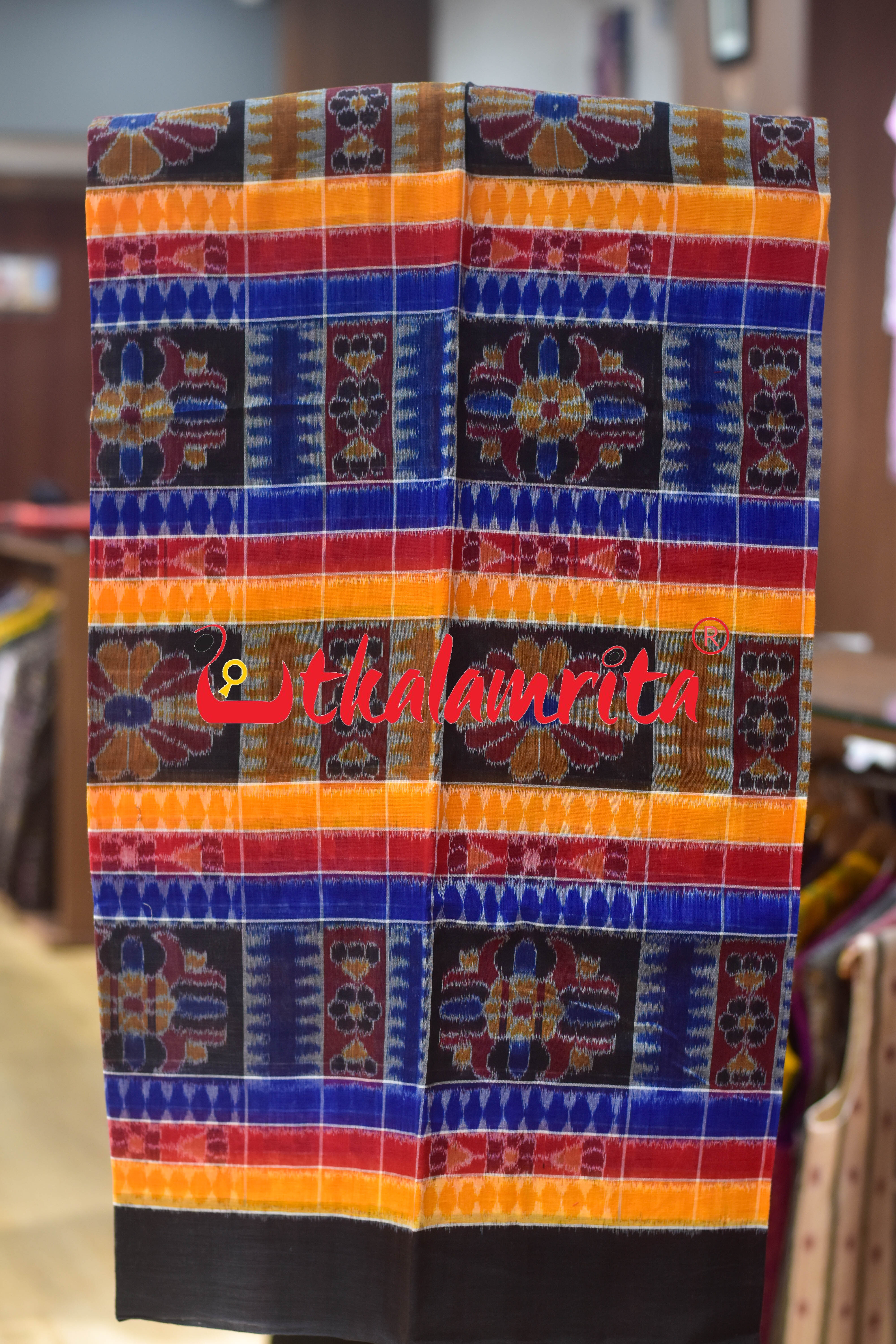Utkala Lakhmi Blue Yellow Sambalpuri Dress Set