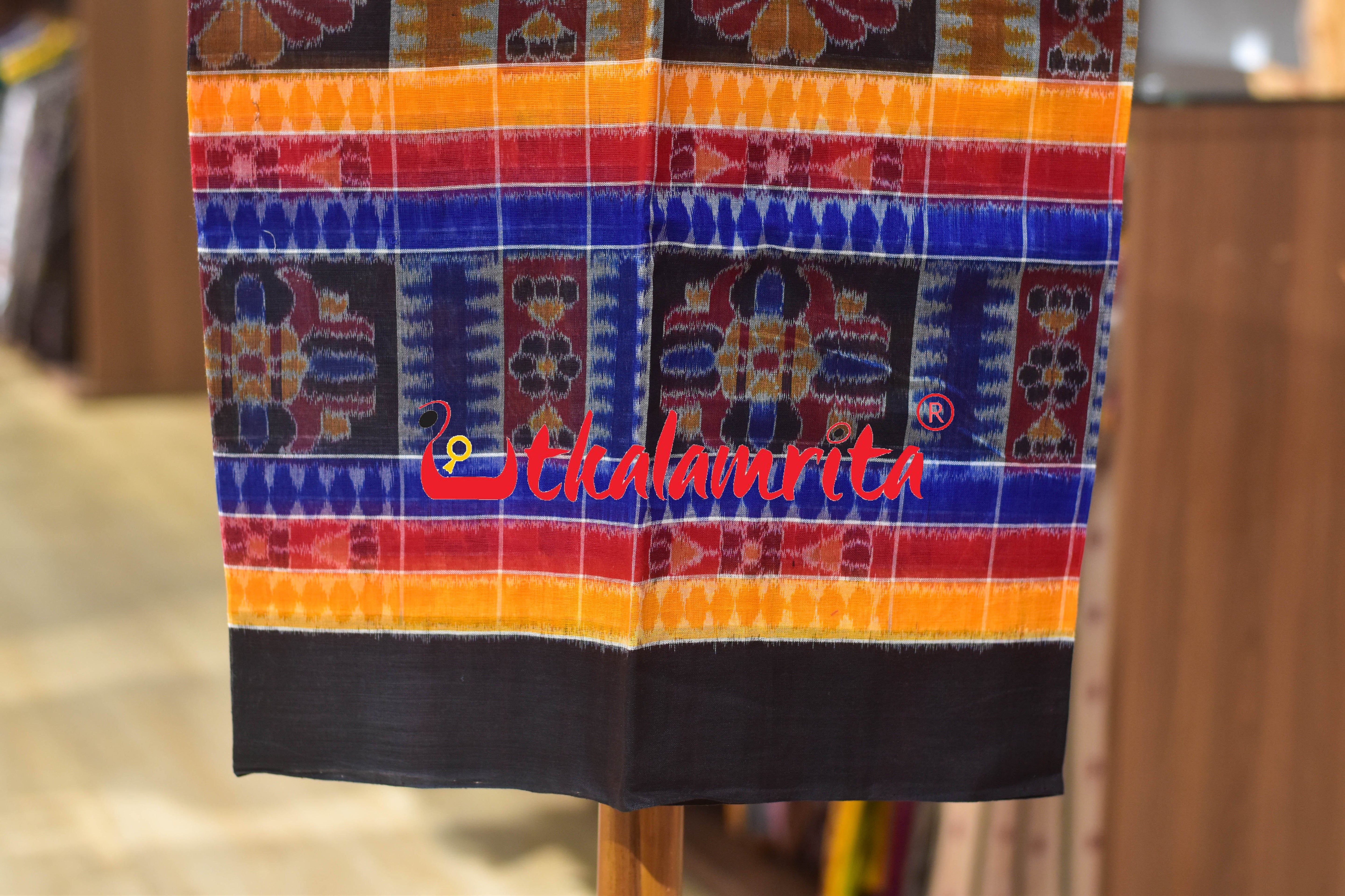 Utkala Lakhmi Blue Yellow Sambalpuri Dress Set