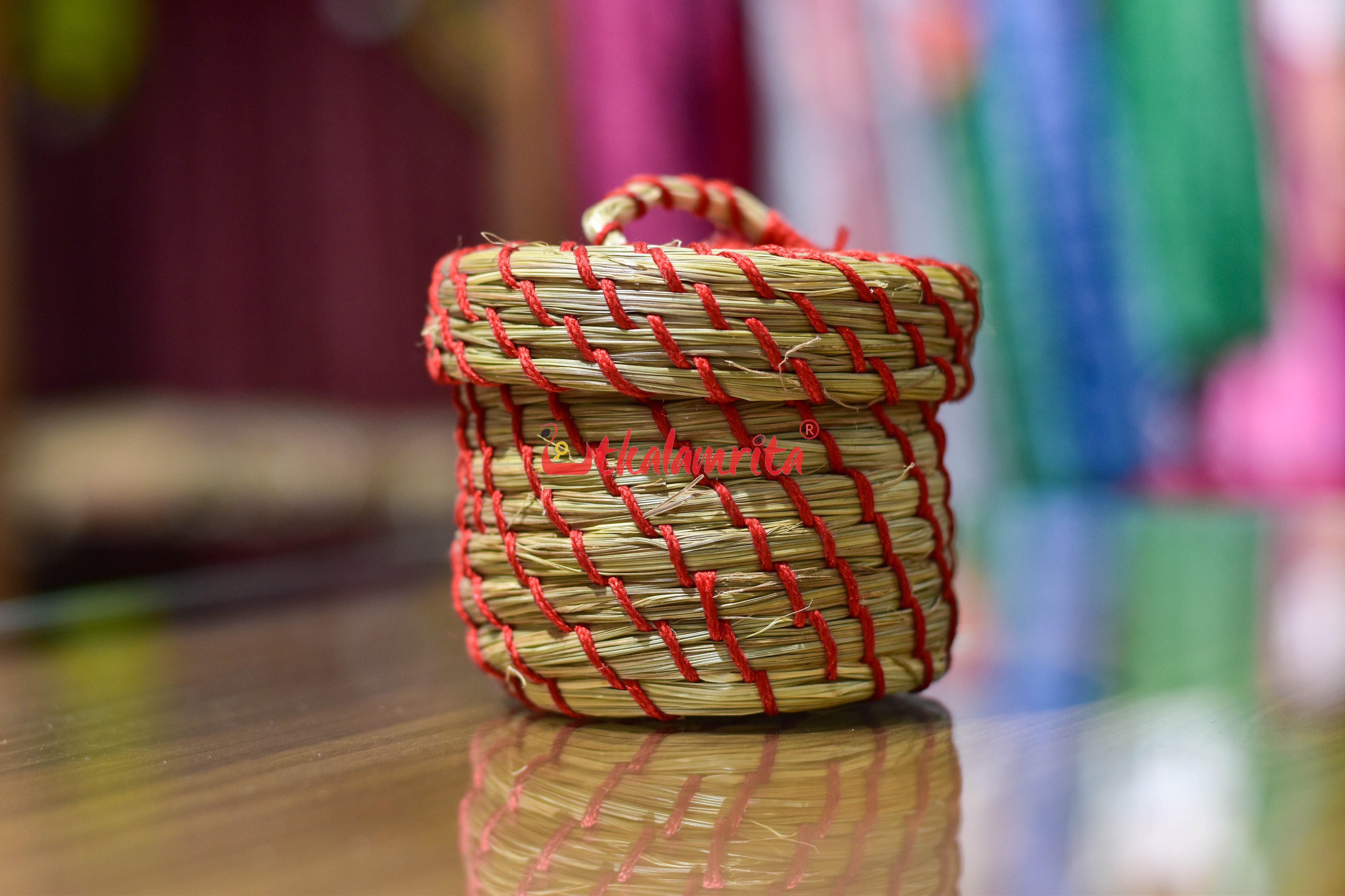 Sabai Grass Red Thread Jewellery Box