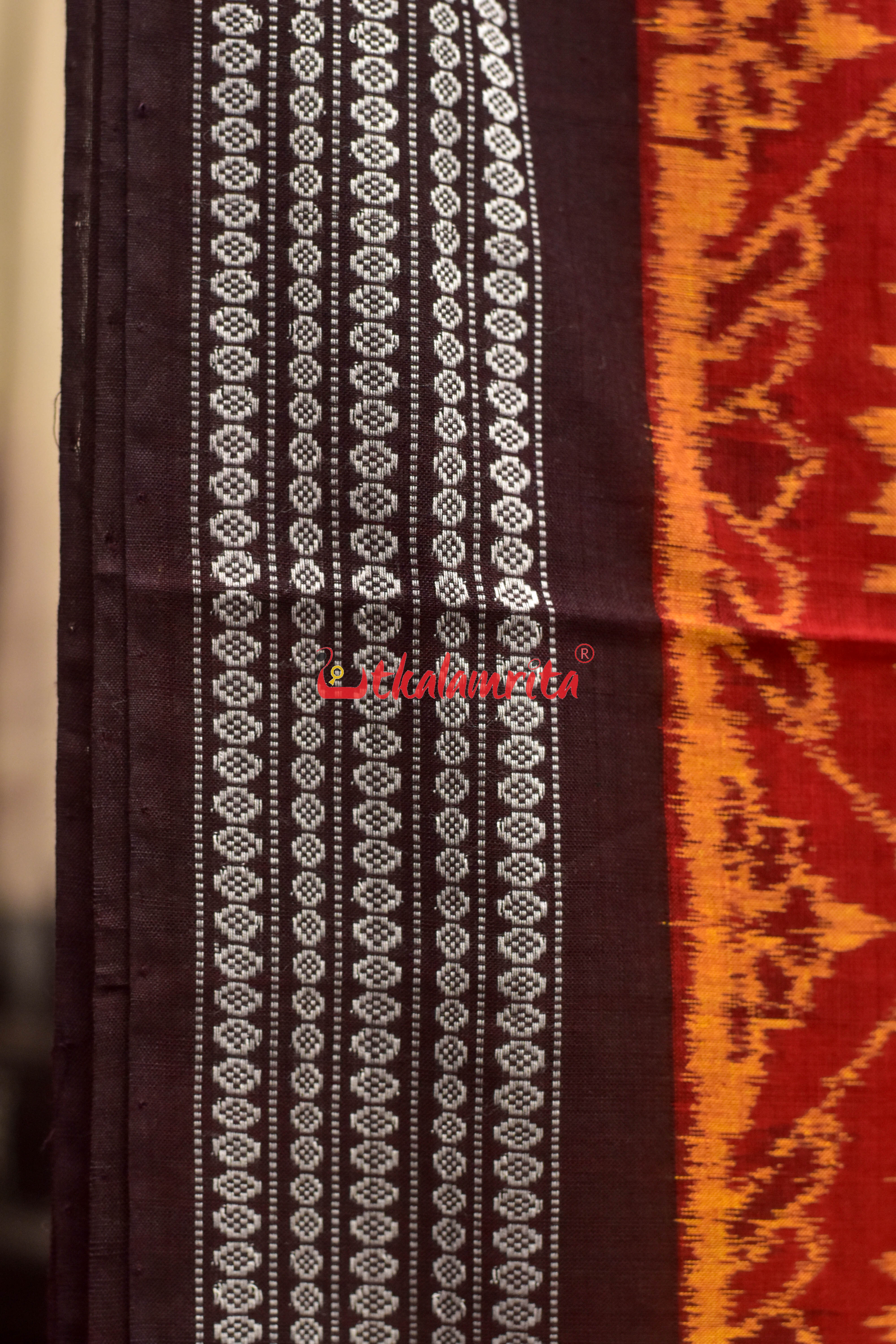Maroon Surjya Bandha Sambalpuri Cotton Saree