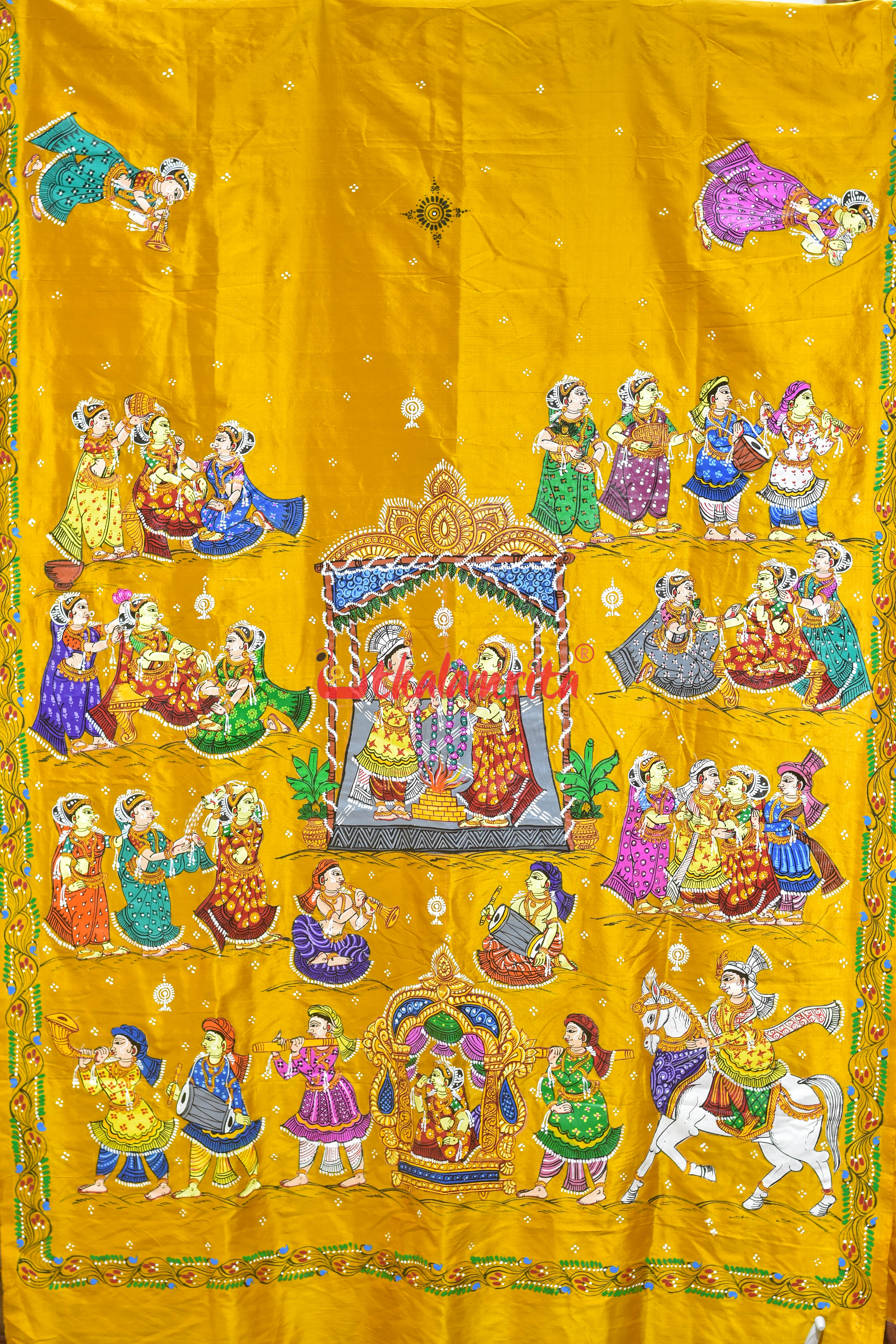Golden Bahaghara Them Pattachitra Silk Saree