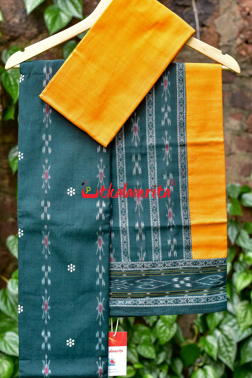 Leaf Green & Yellow Simple Pasapali Flower Dress Set
