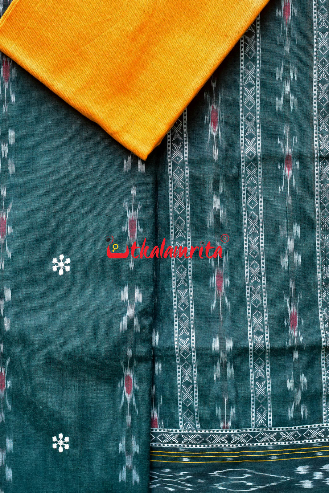 Leaf Green & Yellow Simple Pasapali Flower Dress Set