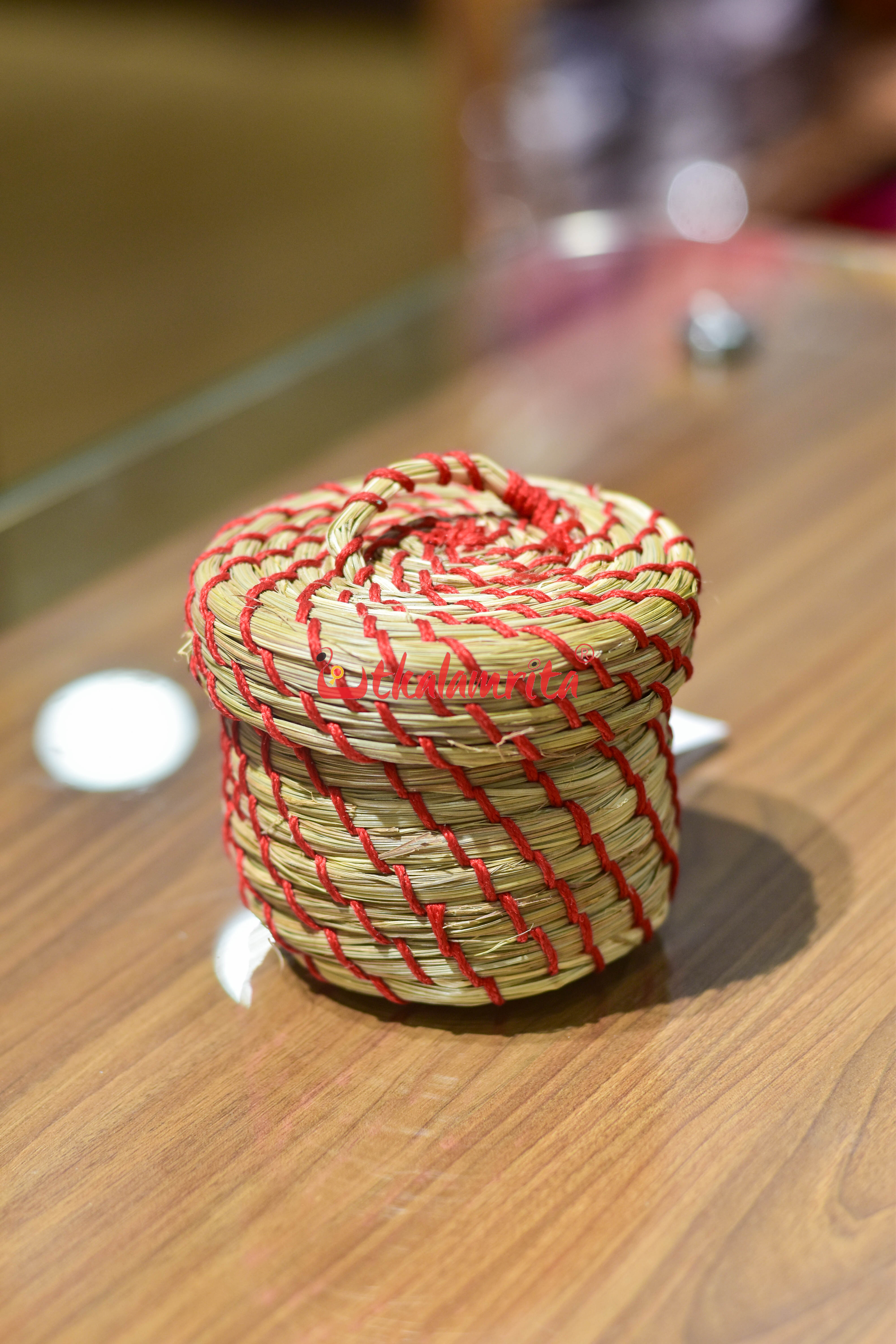 Sabai Grass Red Thread Jewellery Box