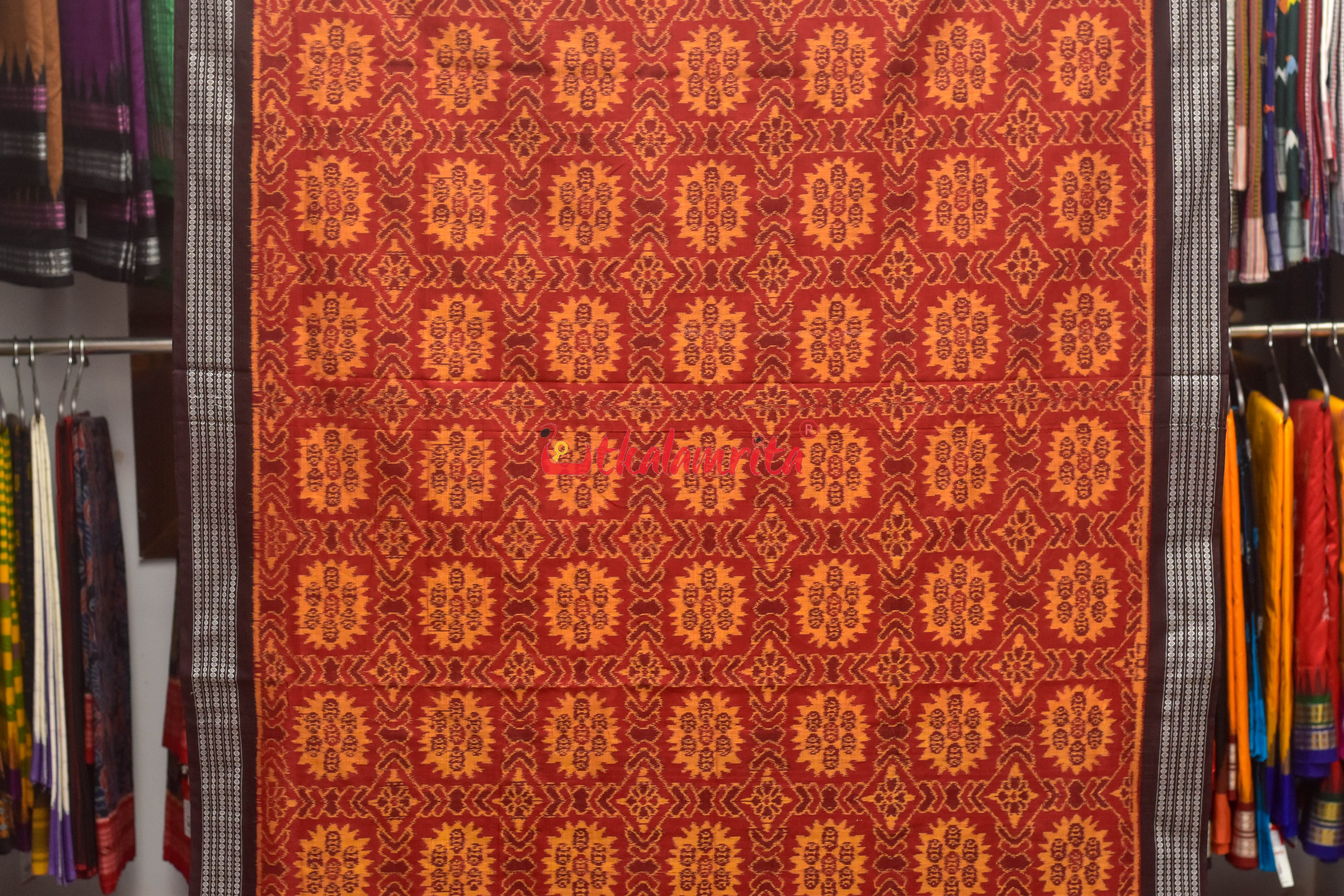 Maroon Surjya Bandha Sambalpuri Cotton Saree