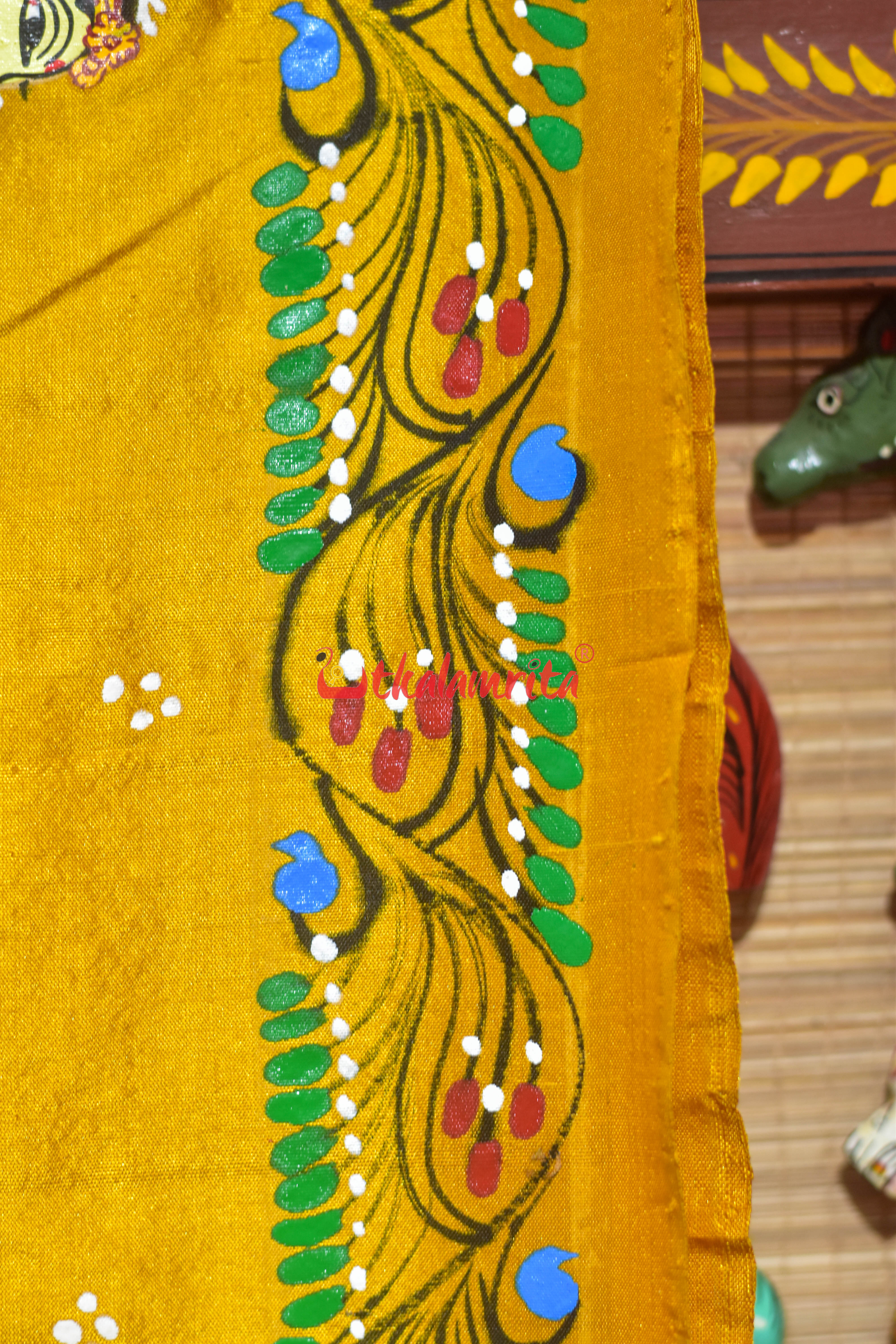 Golden Bahaghara Them Pattachitra Silk Saree