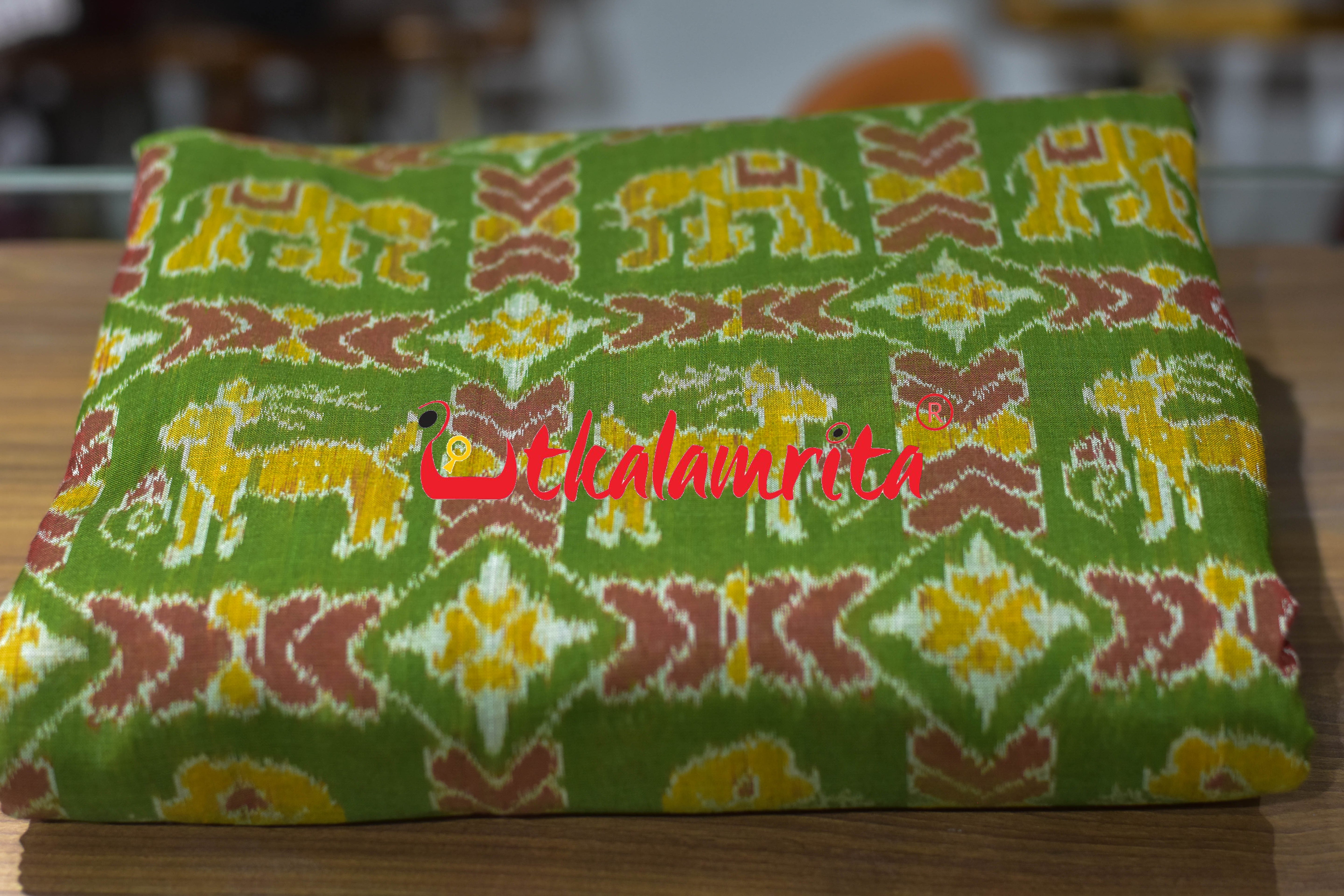 Mehendi Red Kothi Animal Sambalpuri Cotton (Fabric)