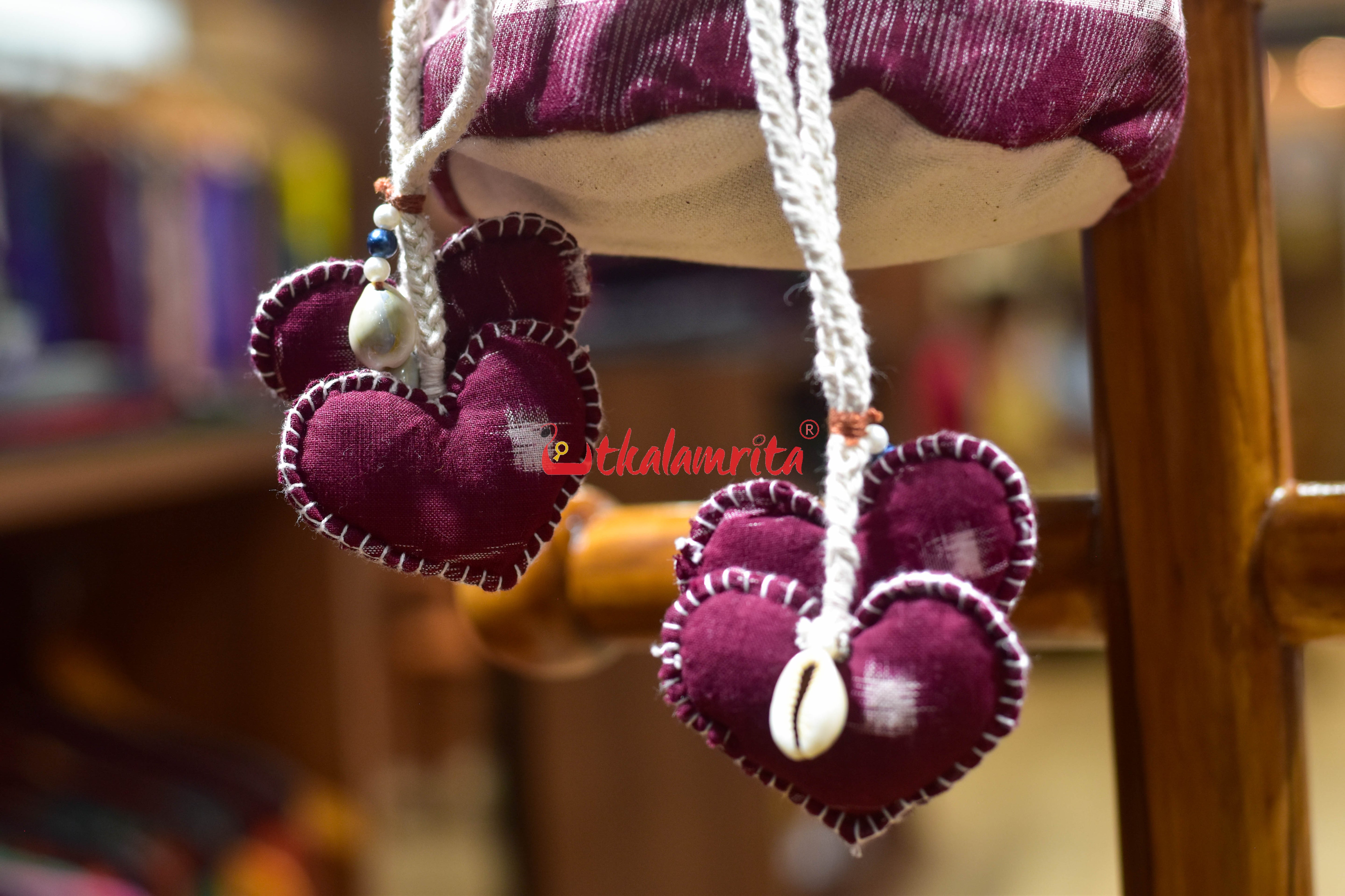 Maroon White Stripes with Tribals Potli Bag