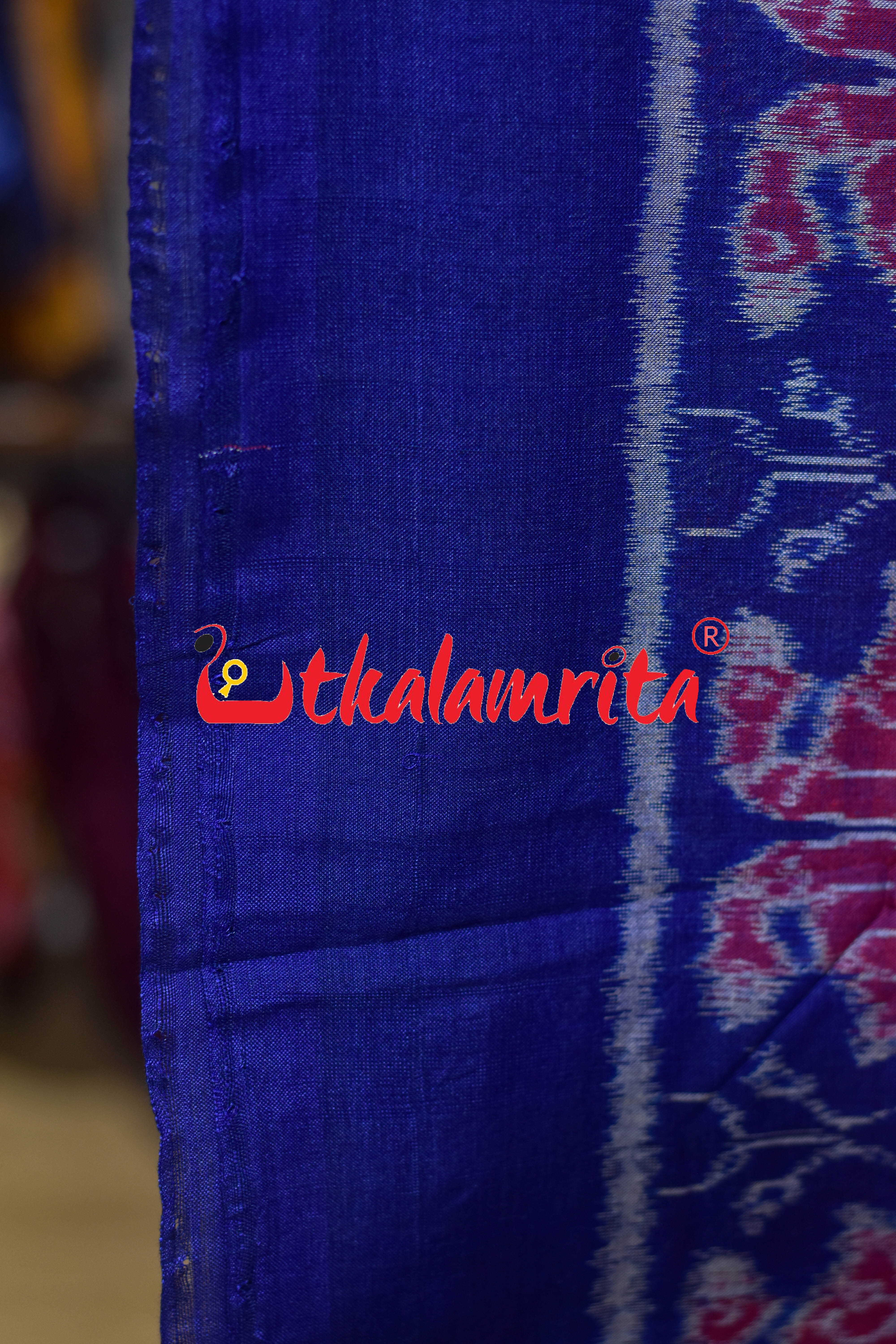 Blue Red Double Parrots Sambalpuri Cotton (Fabric)