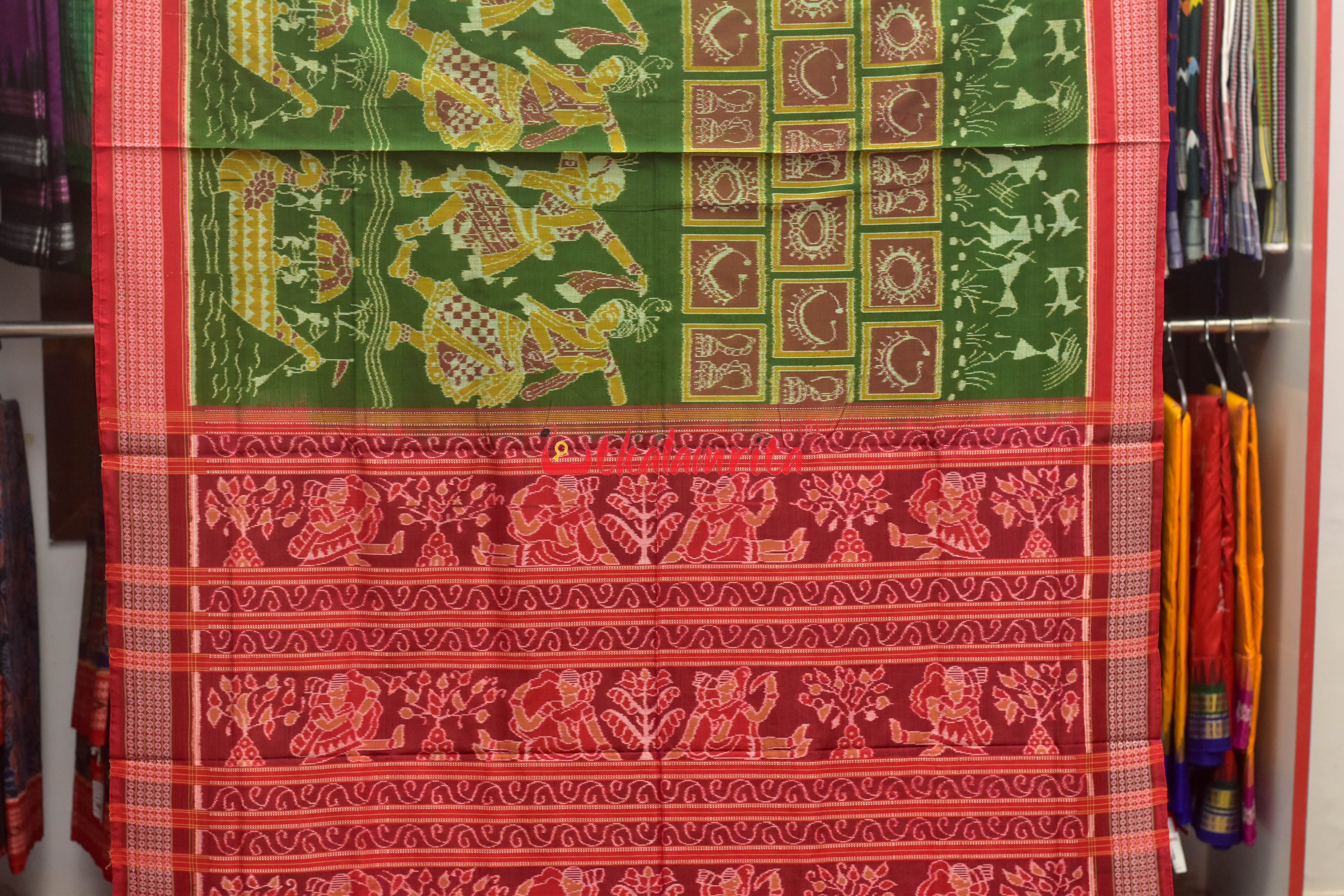Green Boita Alankar Sambalpuri Cotton Saree