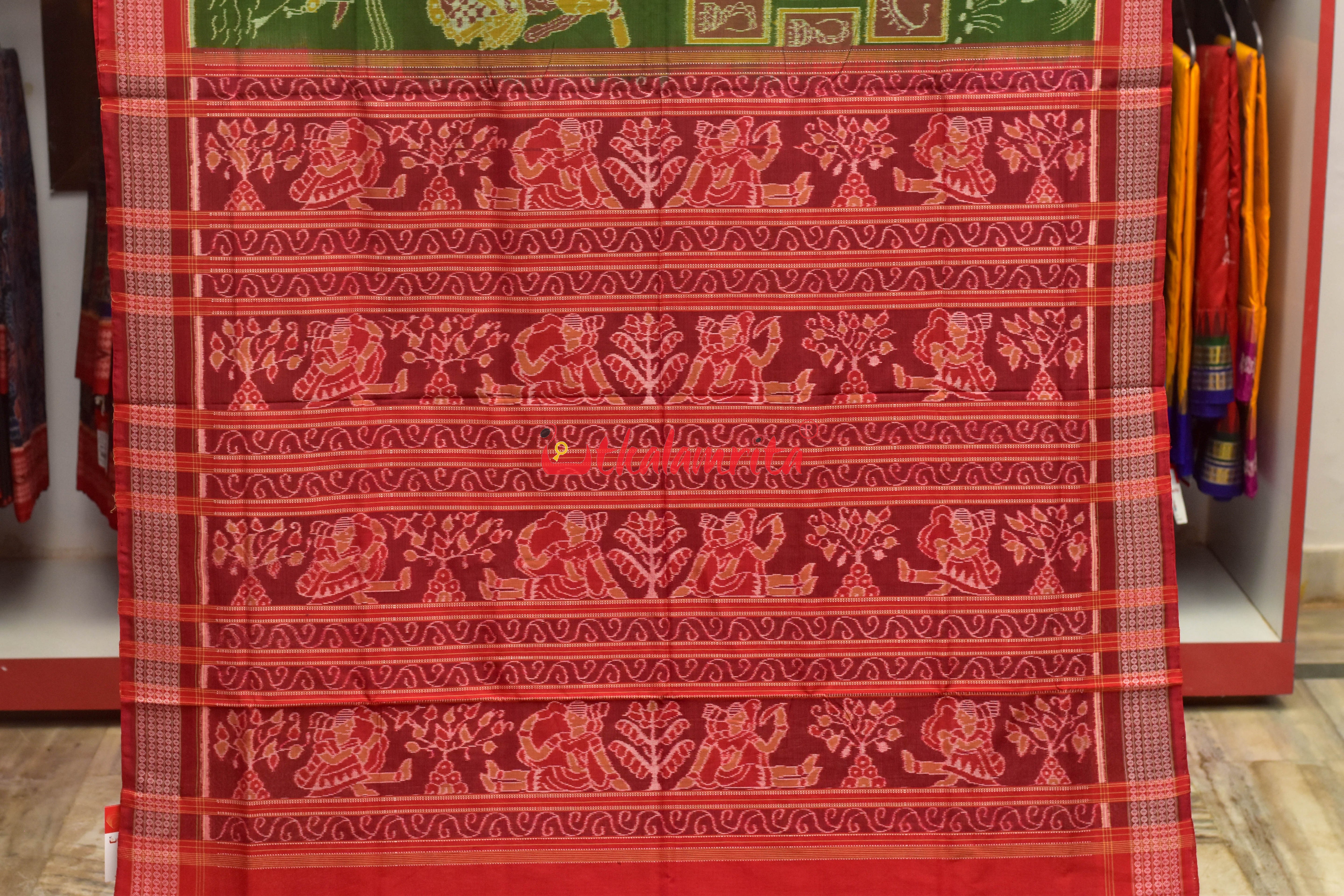 Green Boita Alankar Sambalpuri Cotton Saree