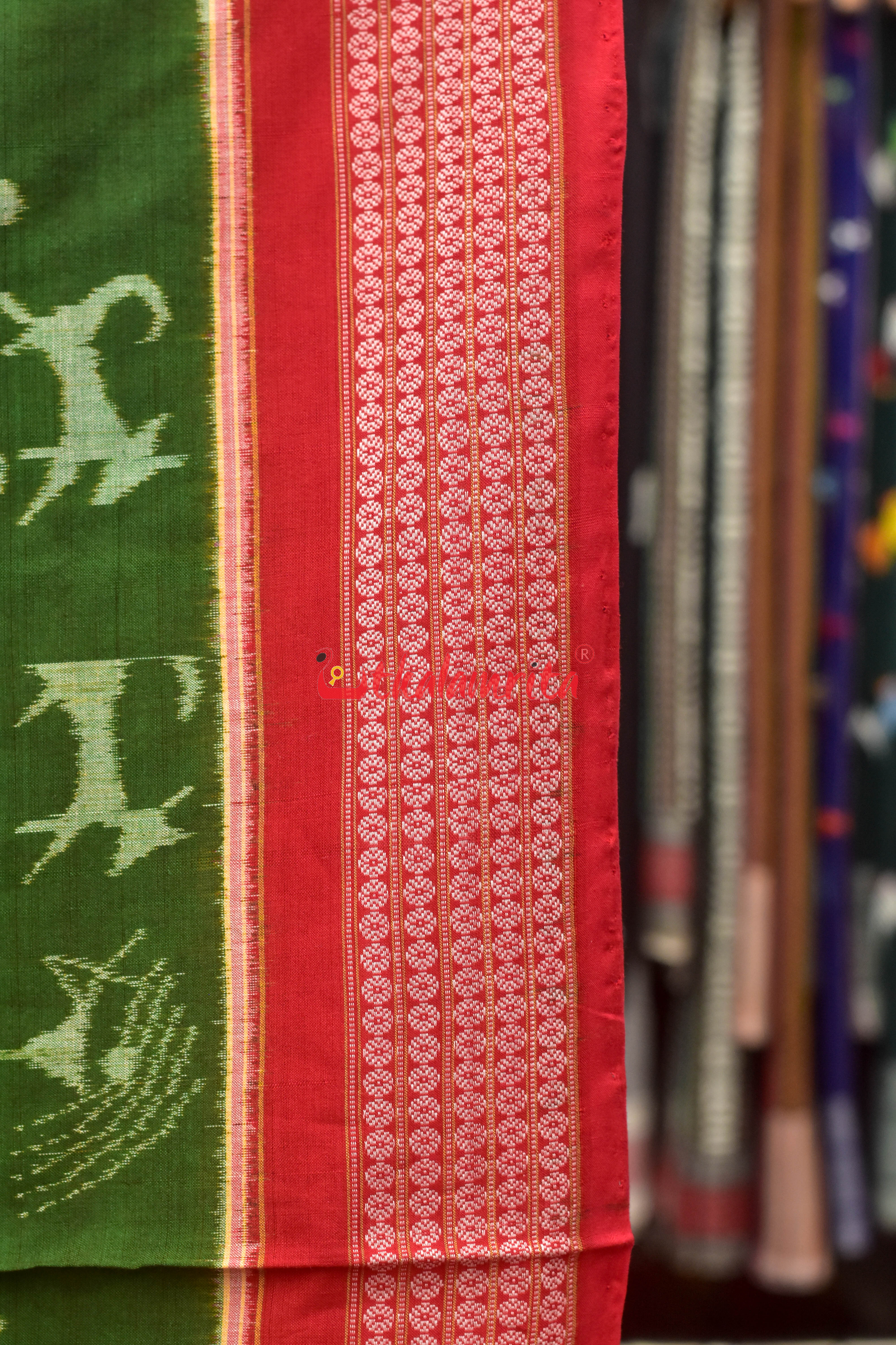 Green Boita Alankar Sambalpuri Cotton Saree