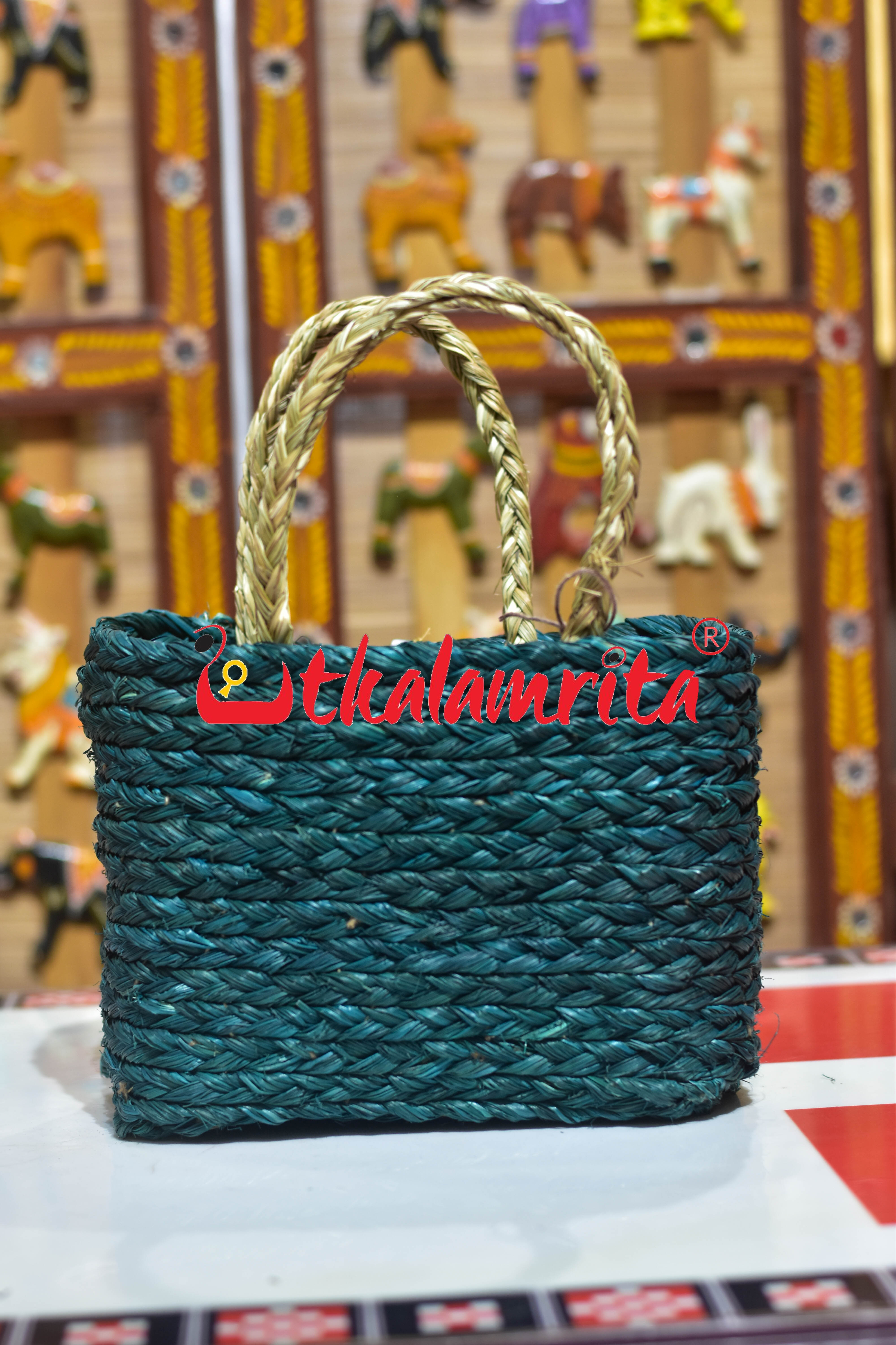 Sabai Grass Small Hamper Bag (Bottle Green)