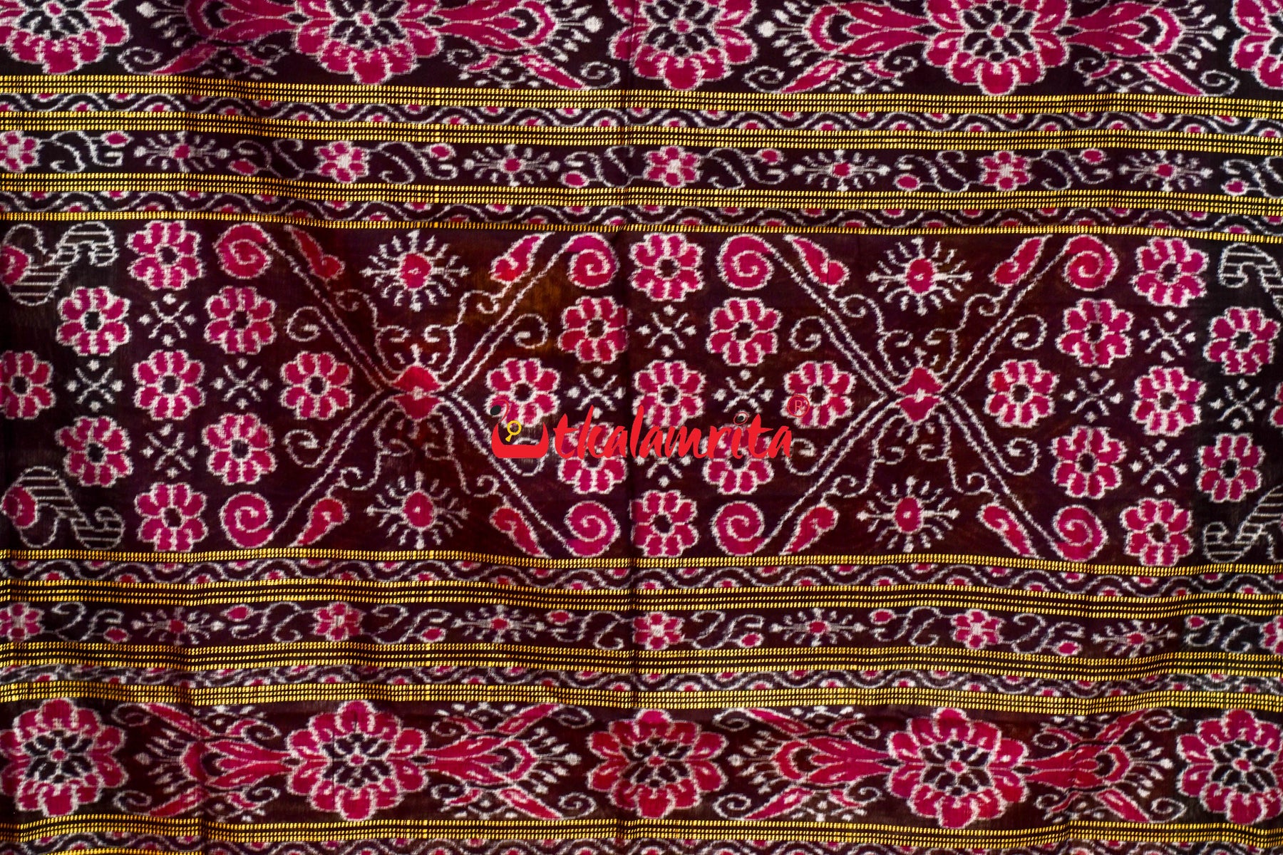 Maroon Panapatra Khandua Cotton Saree