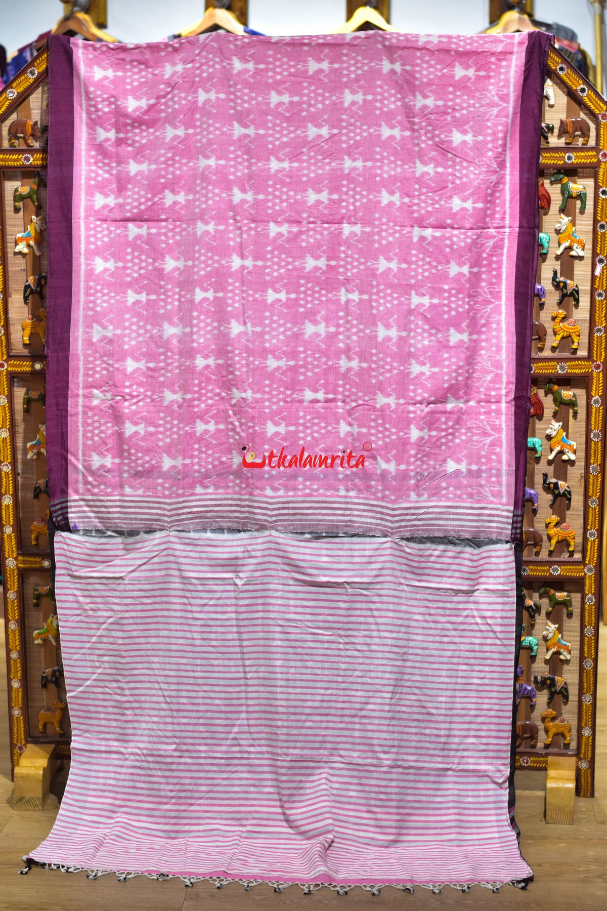 Pink Tribal Maniabandha Cotton Saree