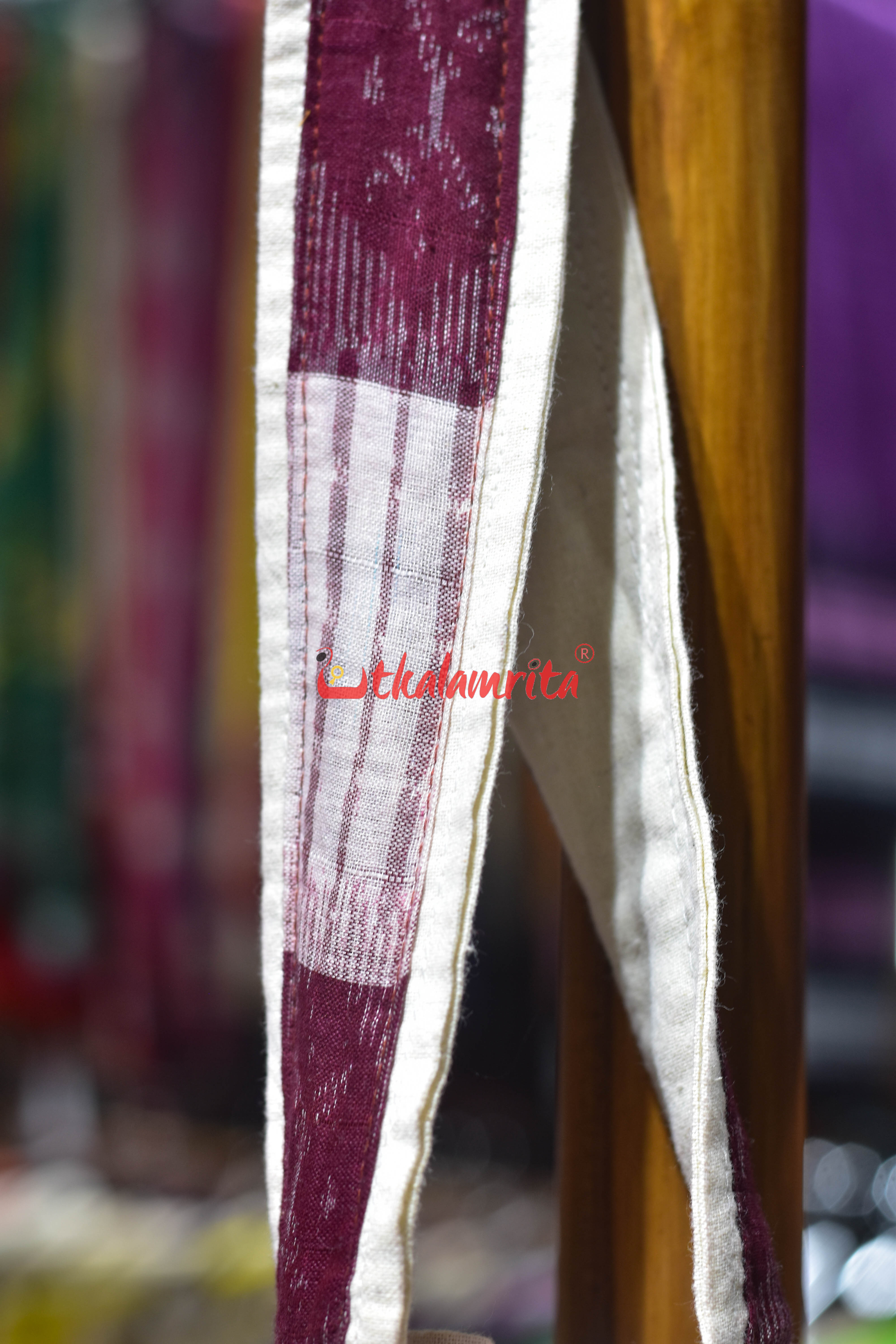 Maroon White Stripes with Tribals Potli Bag