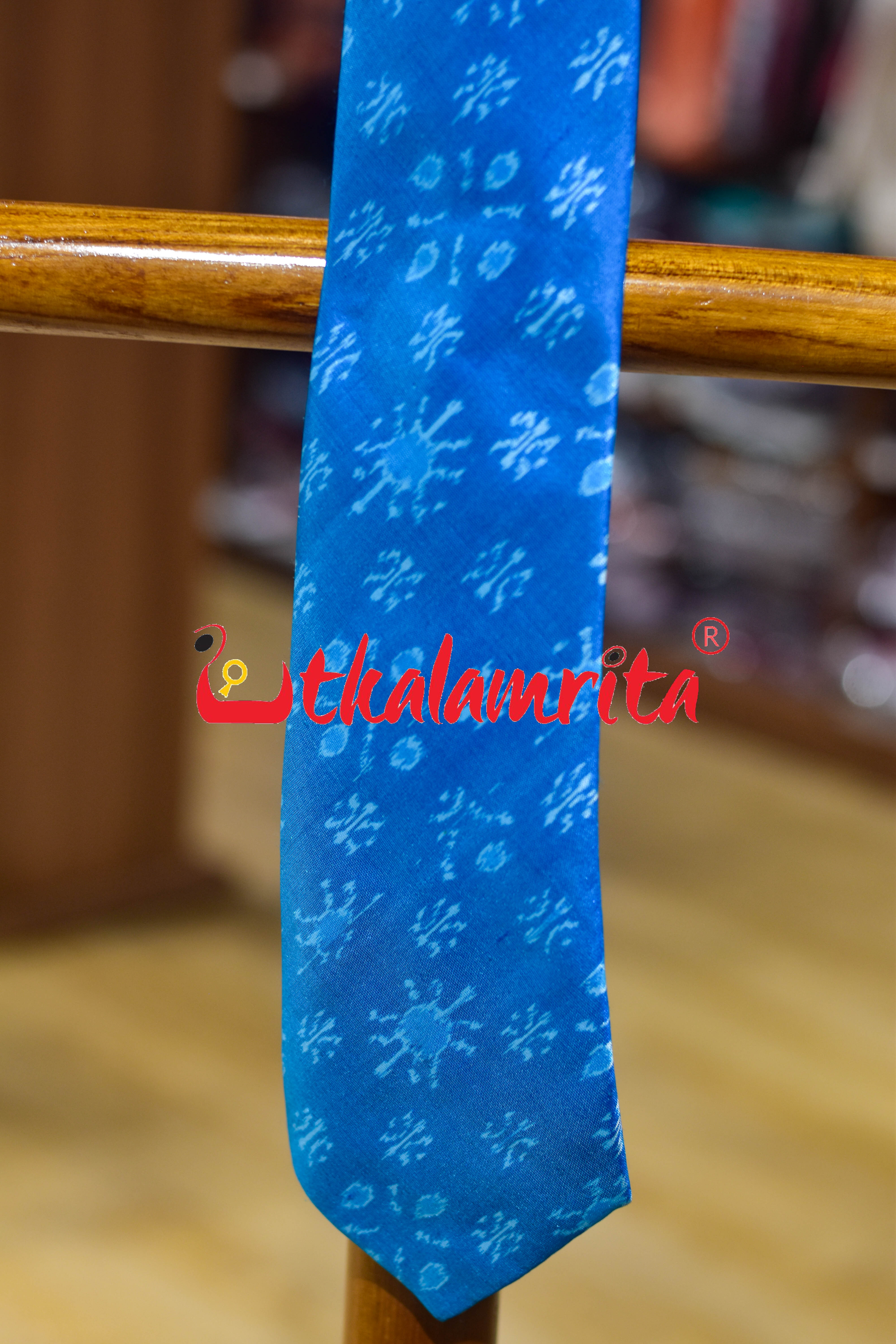 light Blue Star Flower Sambalpuri Silk (Tie)