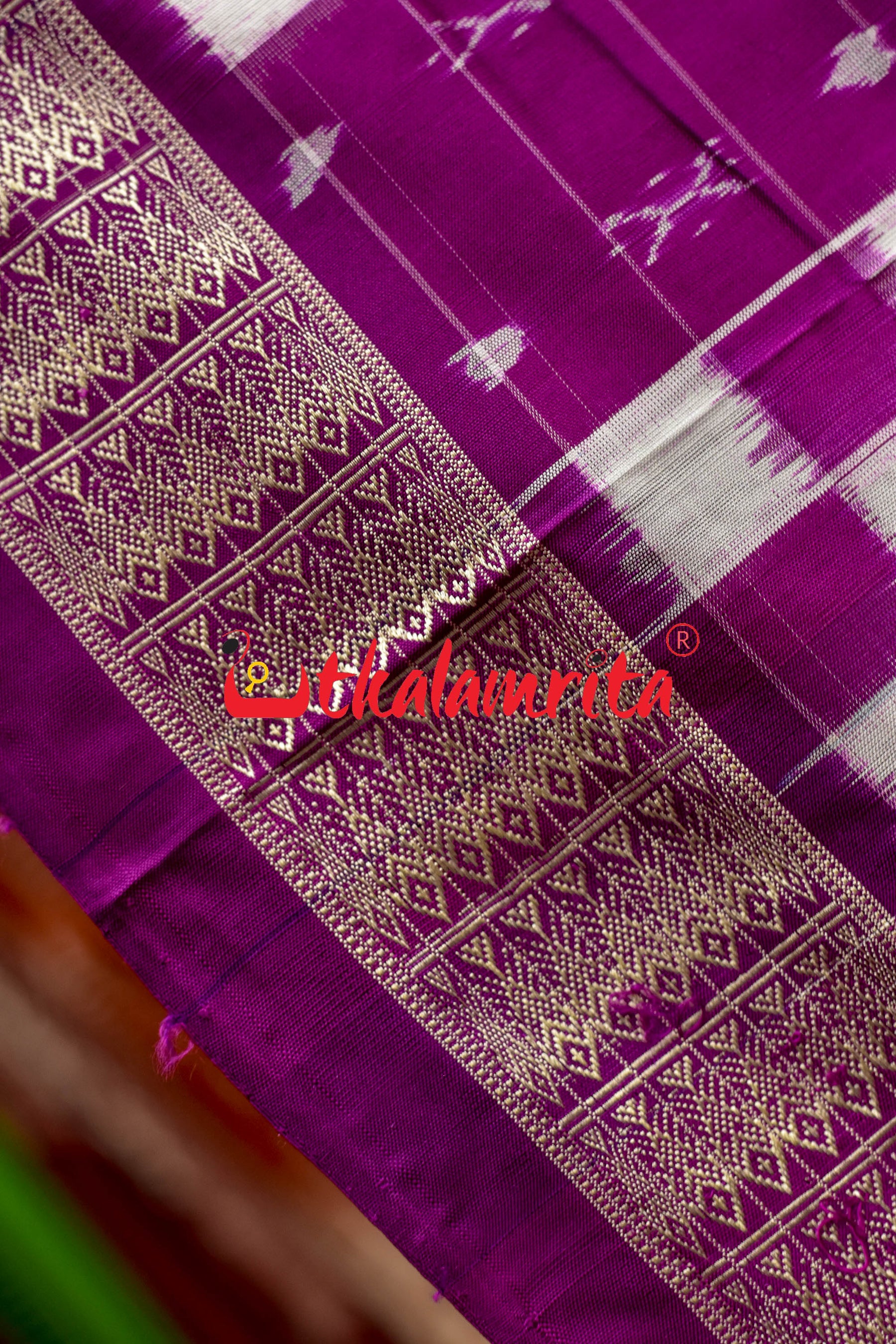 Purple Self Pasapali Silk Saree