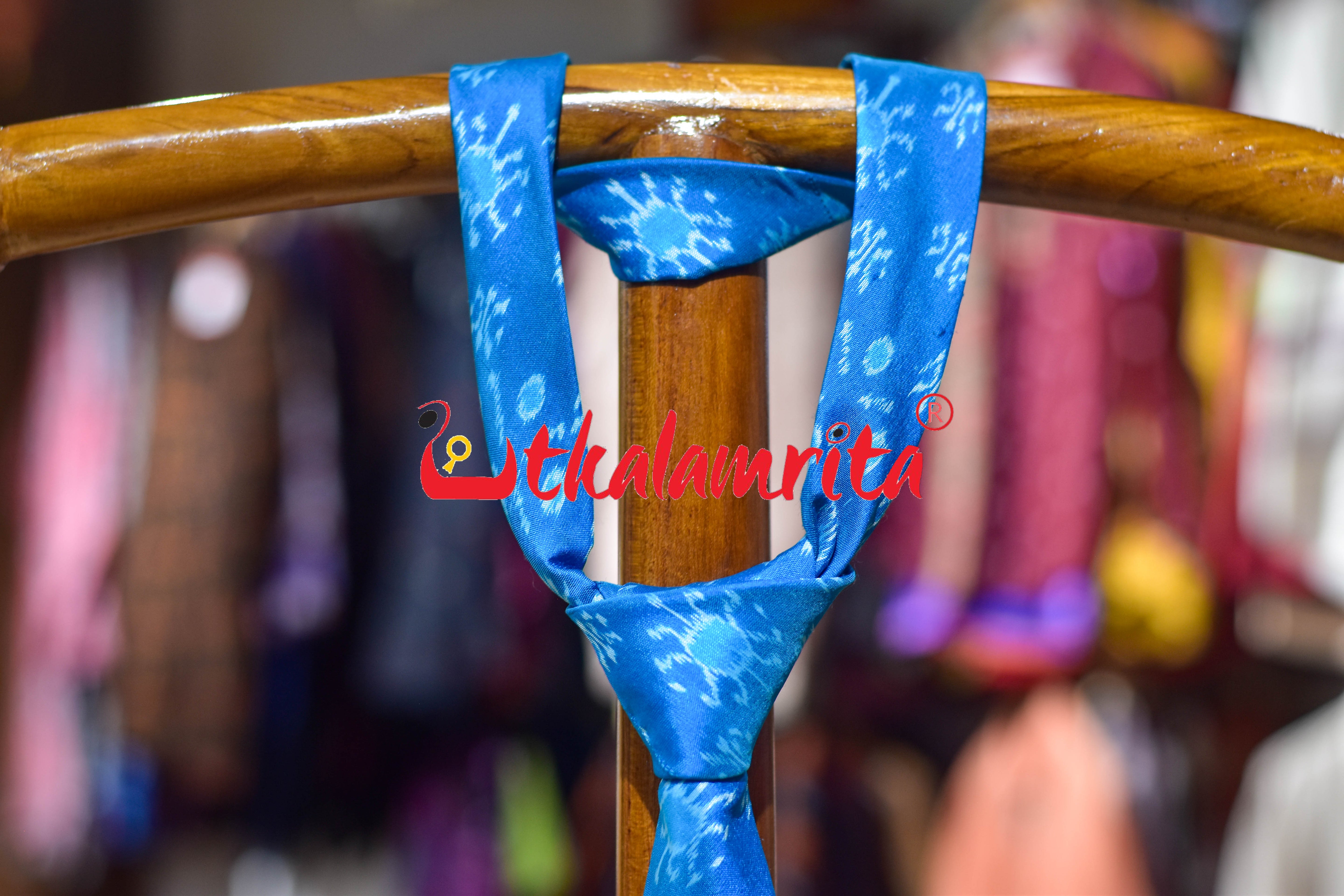 light Blue Star Flower Sambalpuri Silk (Tie)