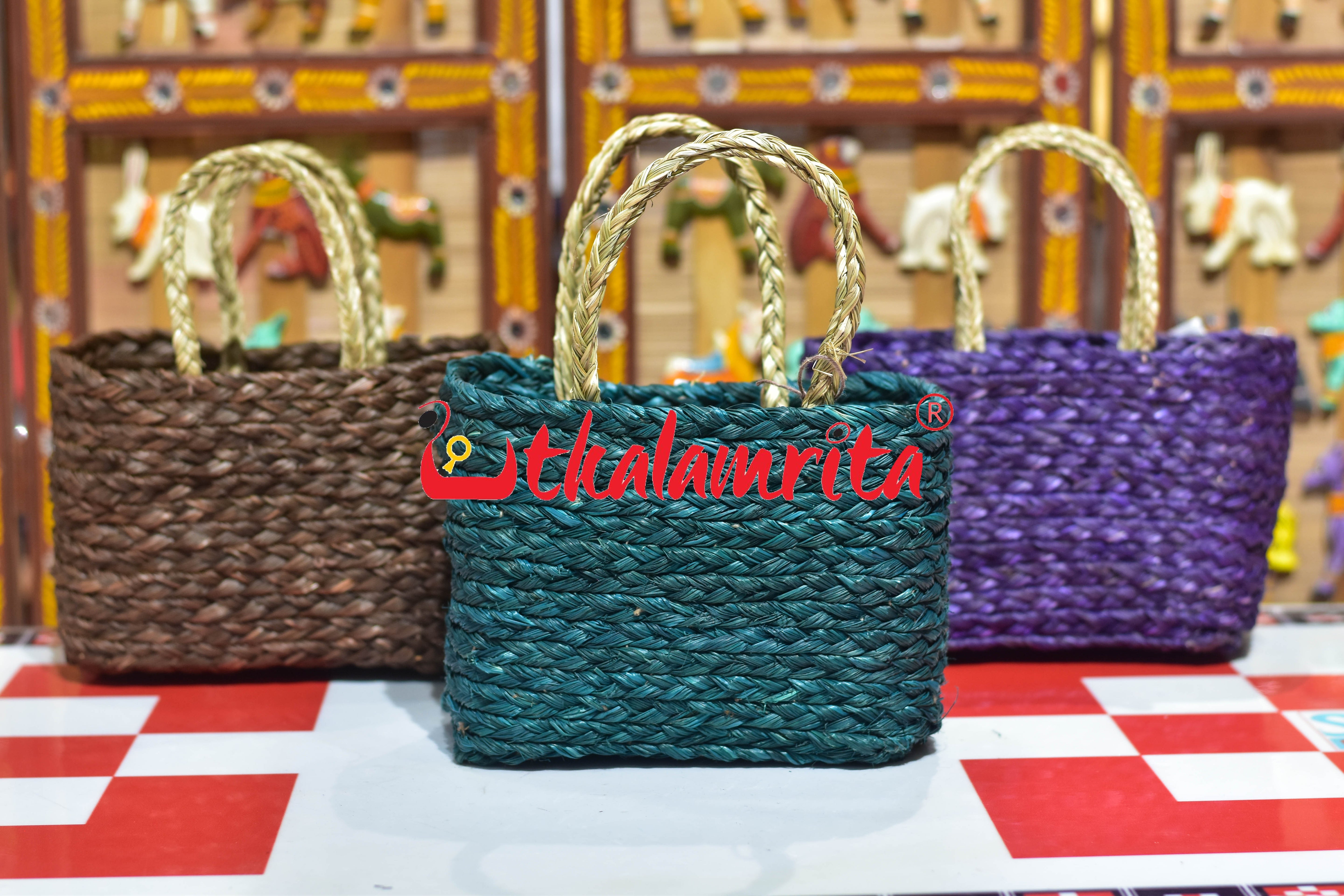 Sabai Grass Small Hamper Bag (Bottle Green)