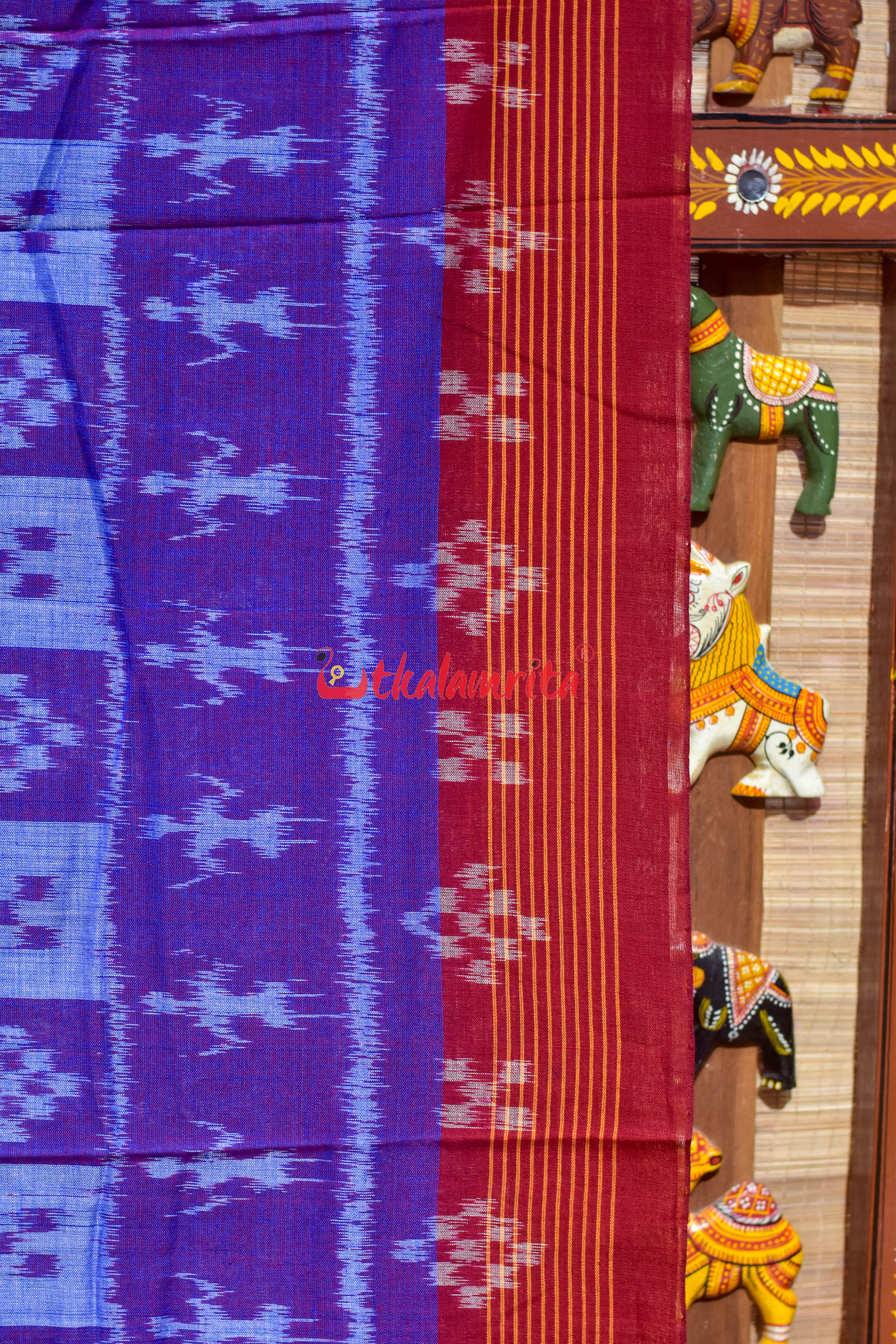 Teal Blue Body Pasapali Khandua Cotton Saree