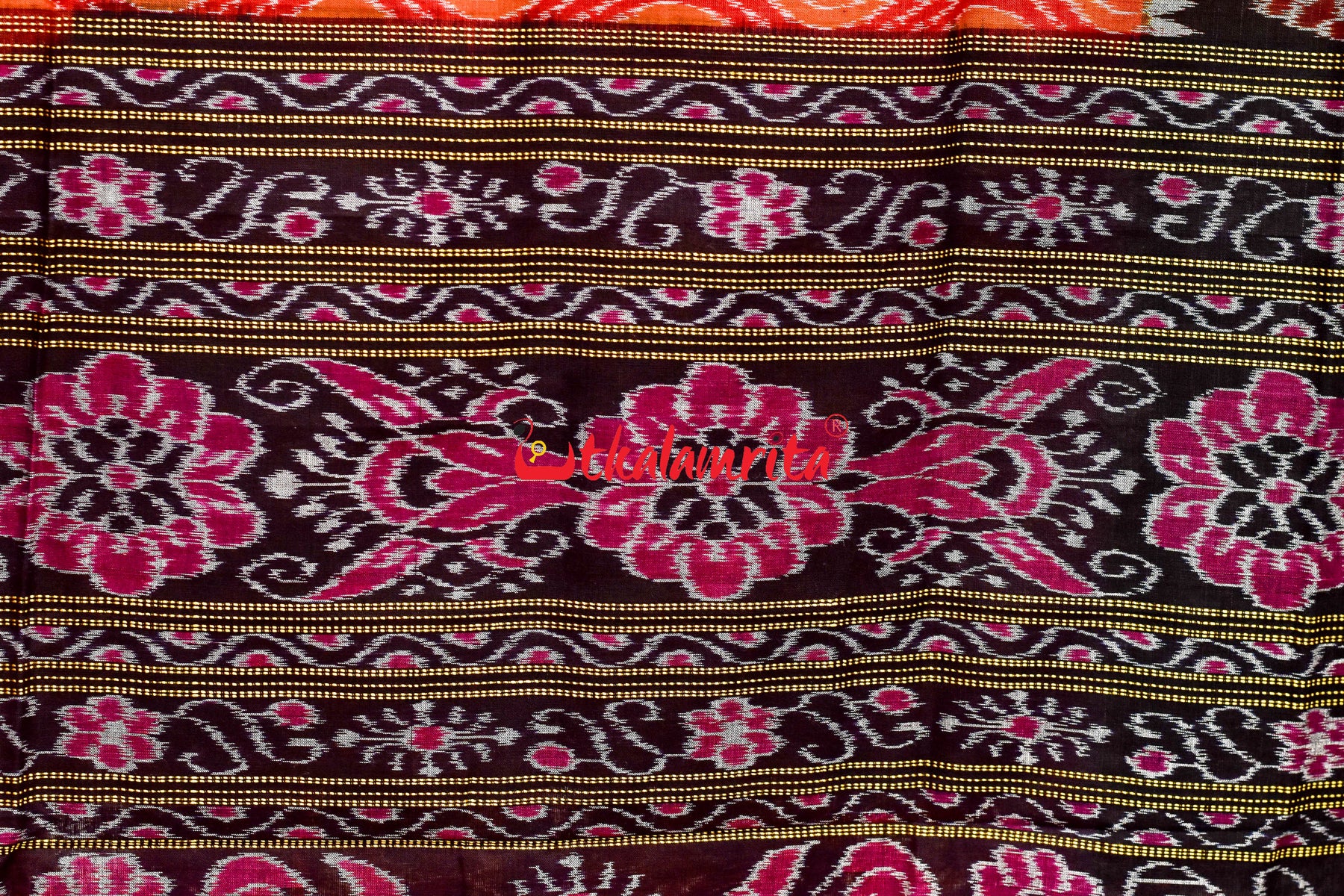 Maroon Panapatra Khandua Cotton Saree