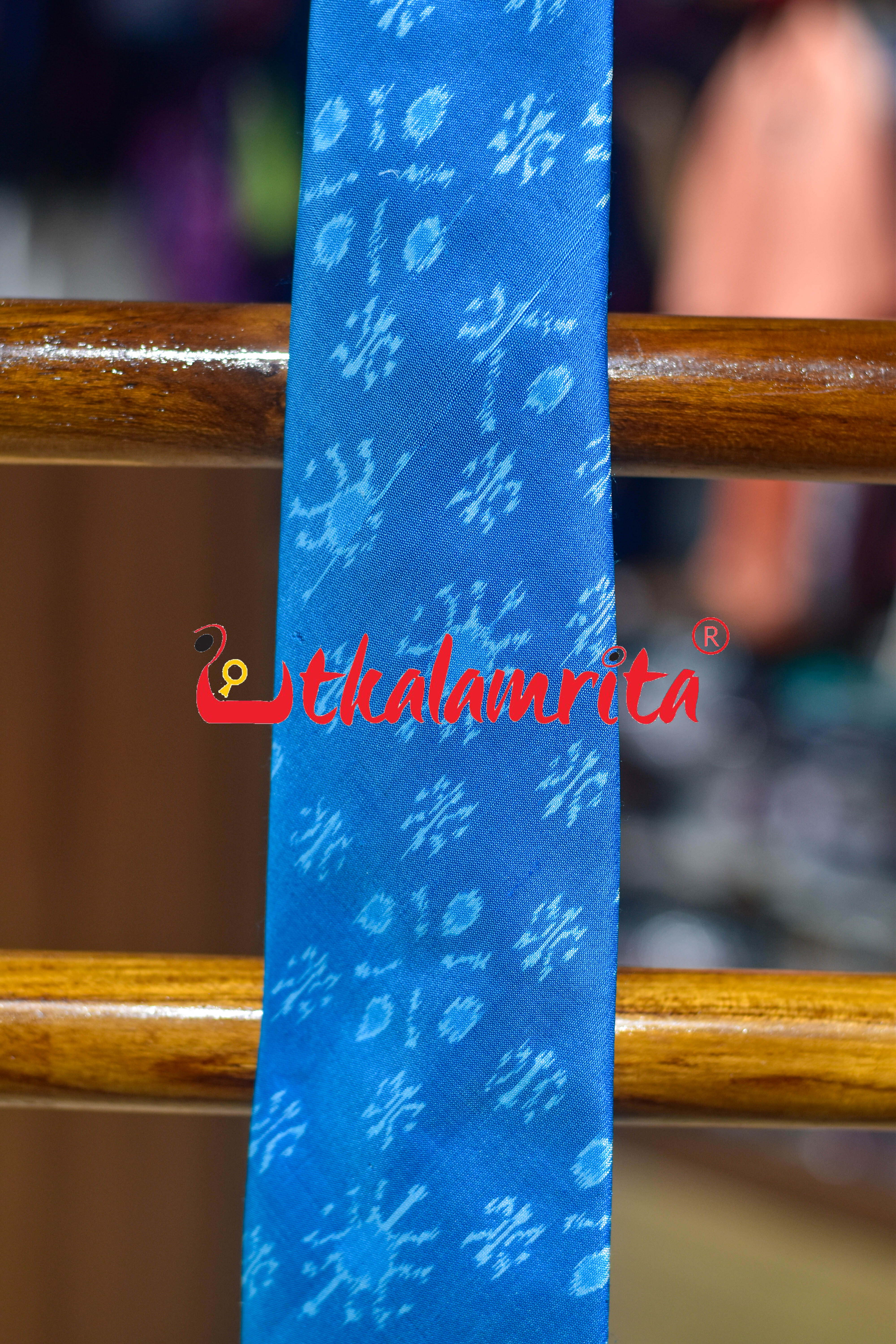 light Blue Star Flower Sambalpuri Silk (Tie)