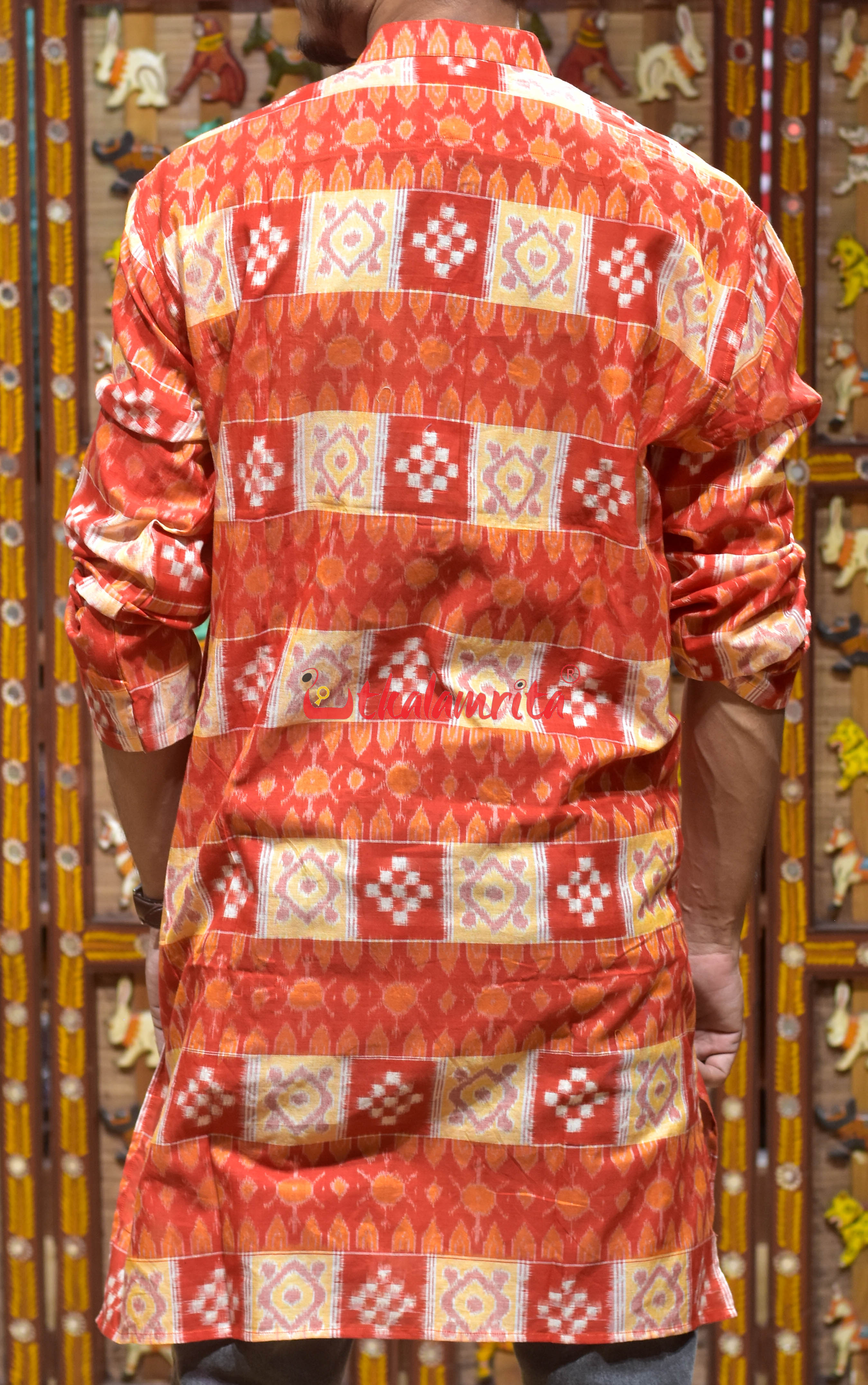 Red Utkala Lakhmi (Men's Long Kurta)