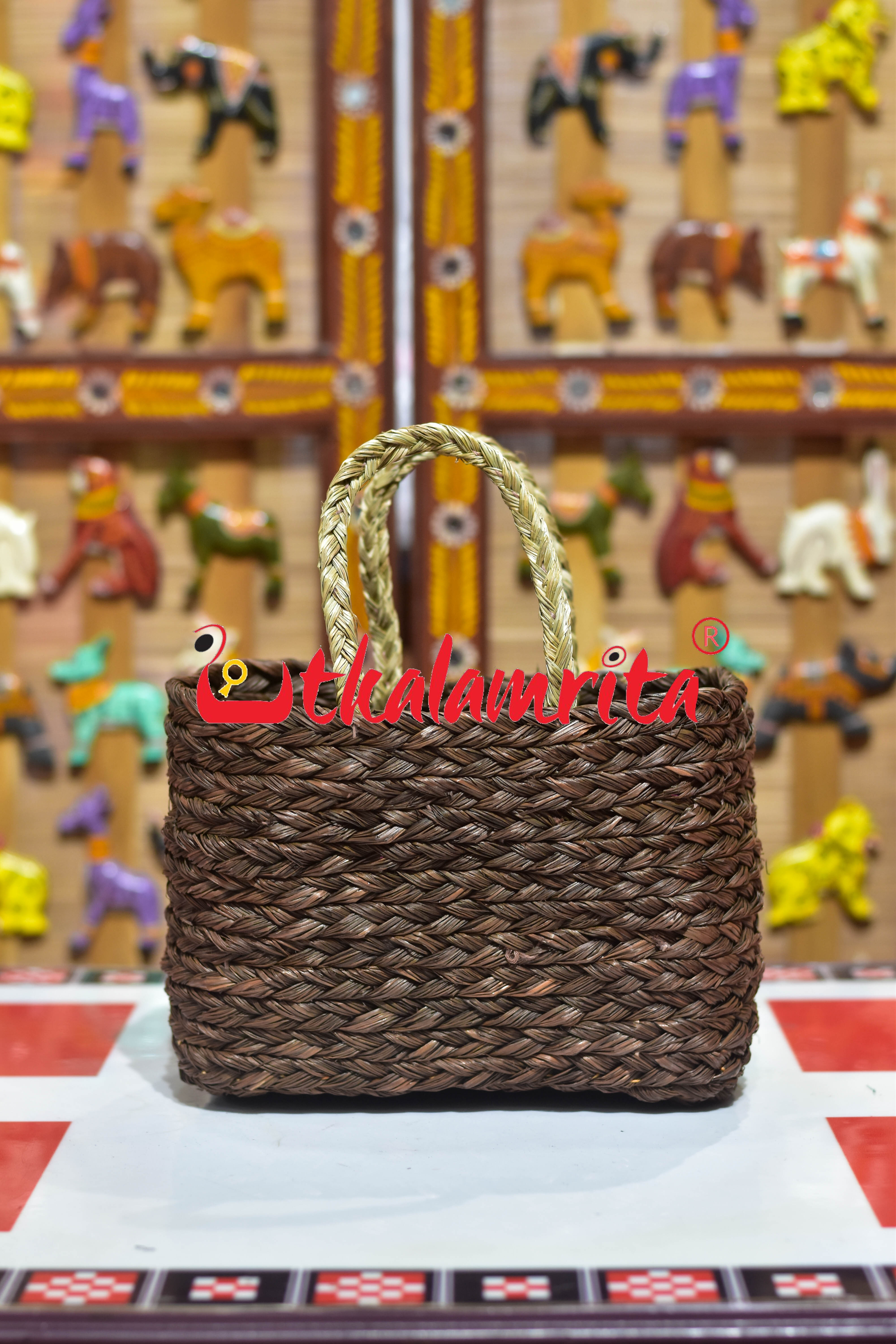 Sabai Grass Small Hamper Bag (Coffee)