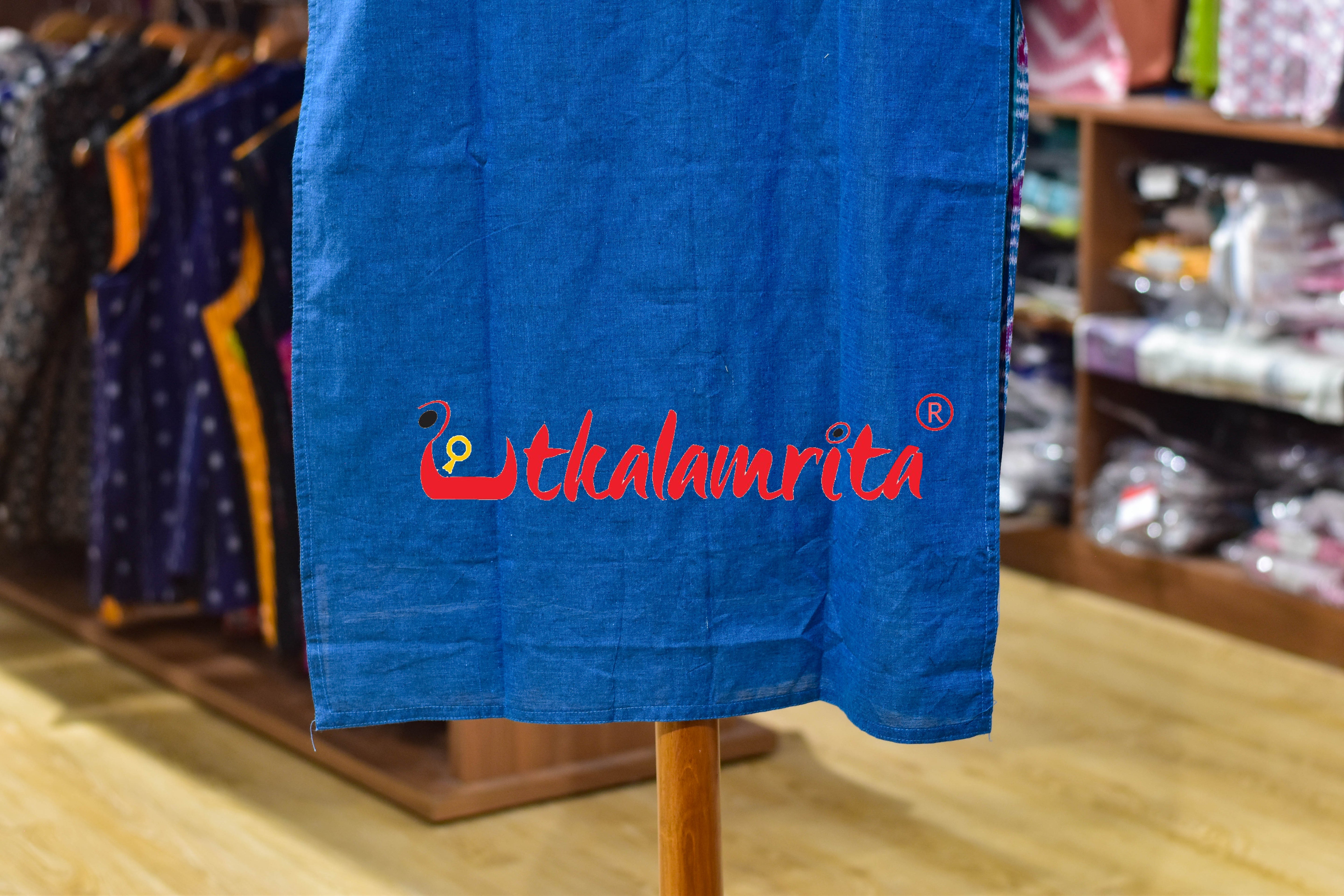 Teal Peacock Feathers Sambalpuri (Ladies Kurti)