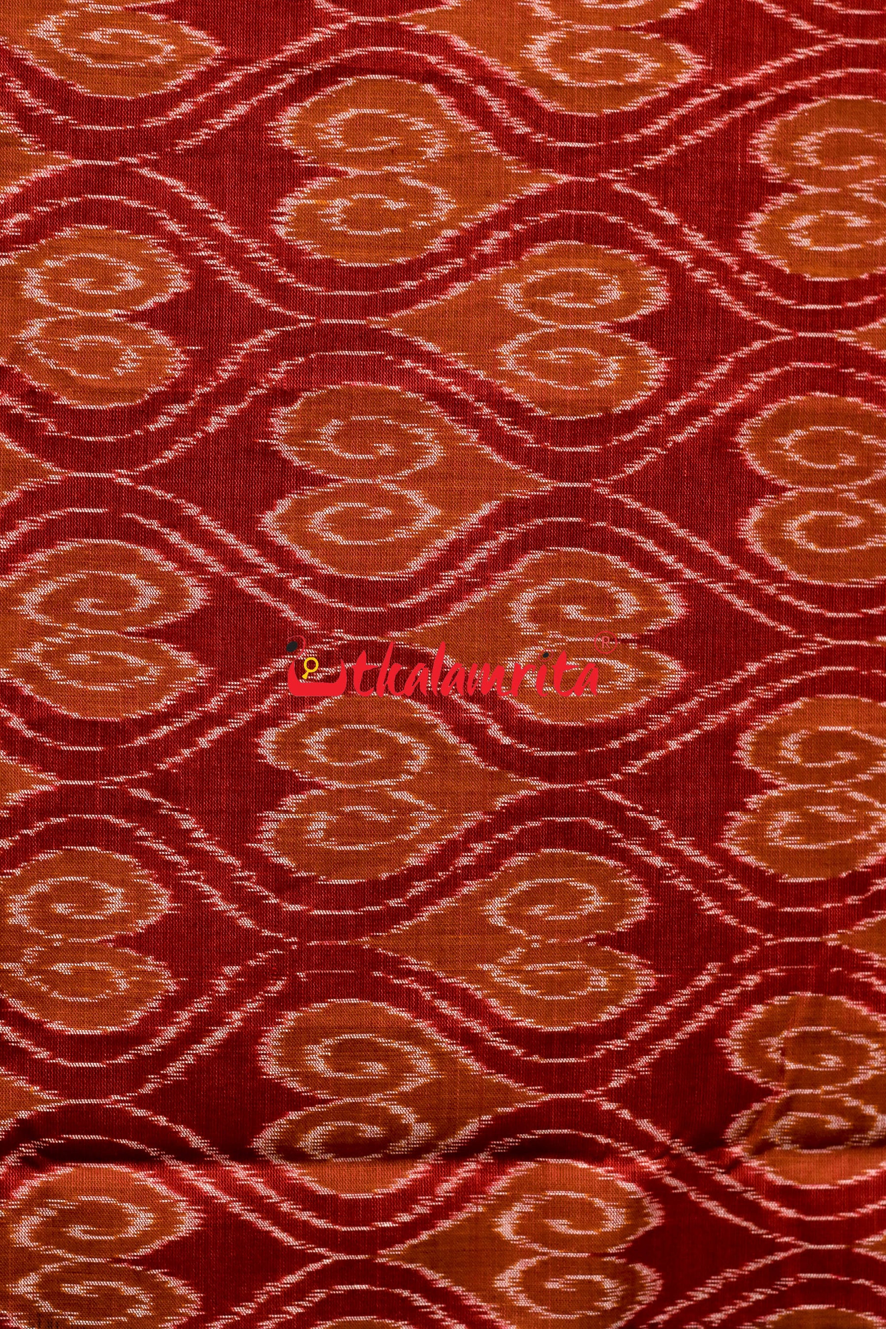 Maroon Panapatra Khandua Cotton Saree