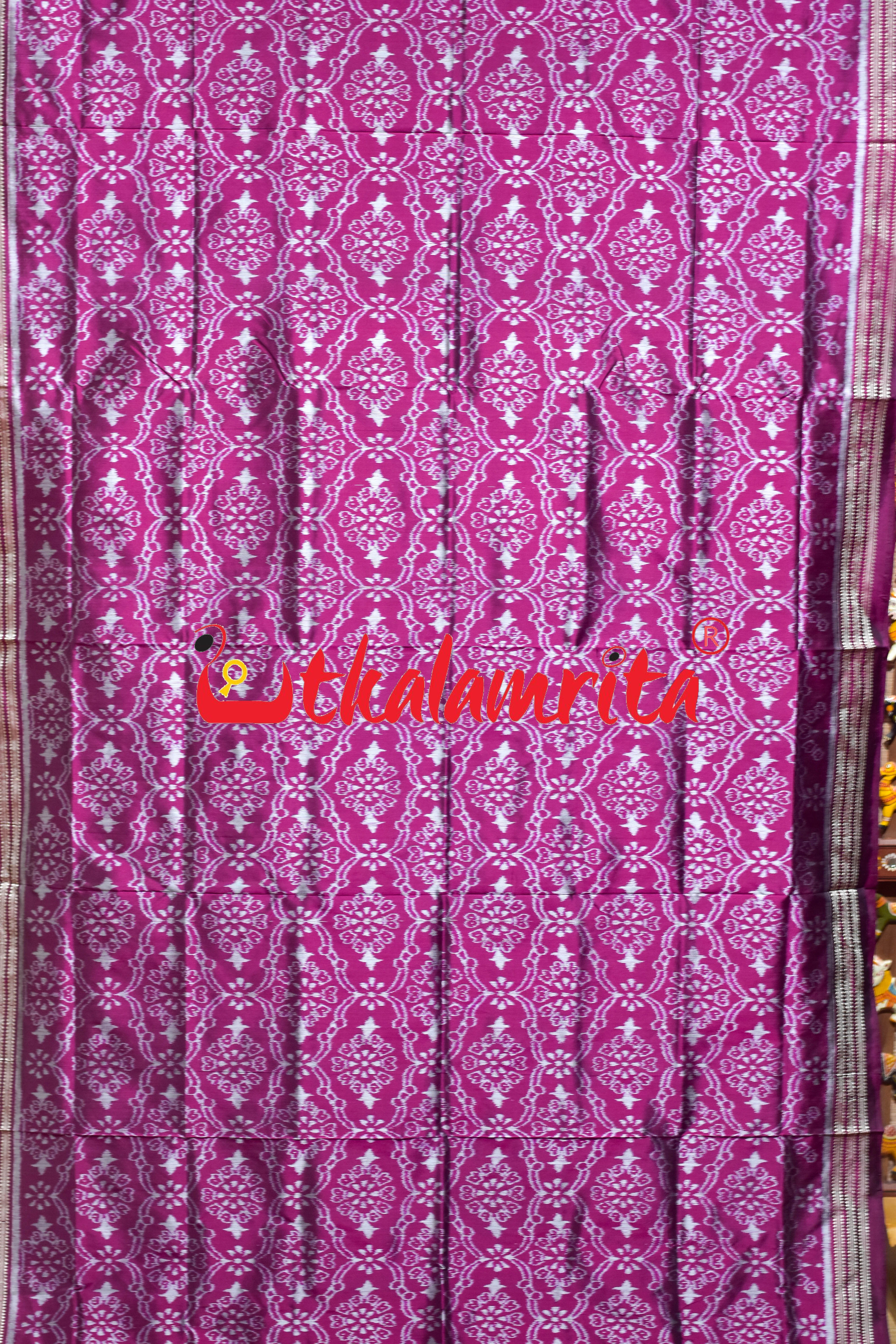 Purple Body Flower Sambalpuri Silk Saree