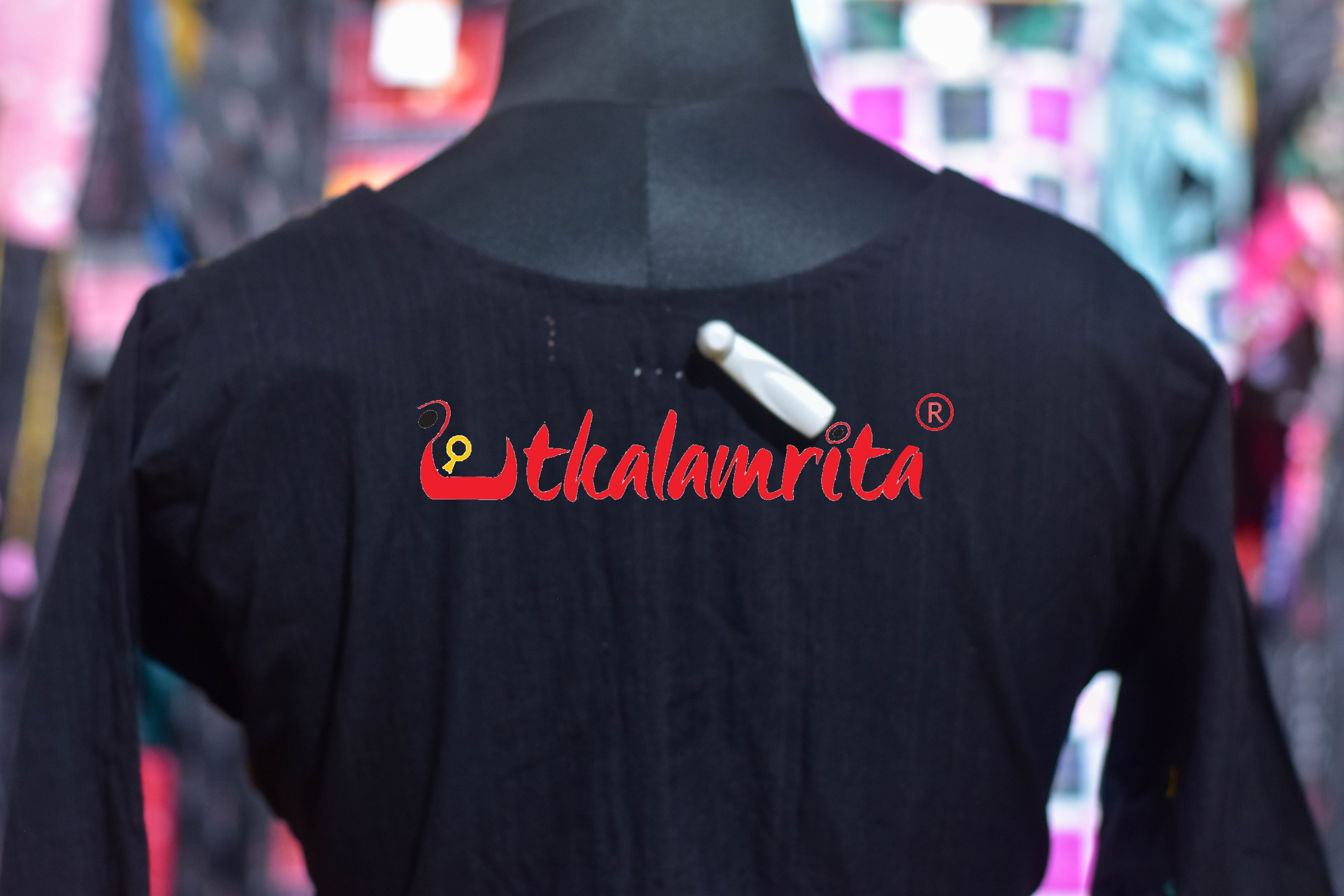 Plain Black With Ikat (Ladies Full Kurta )
