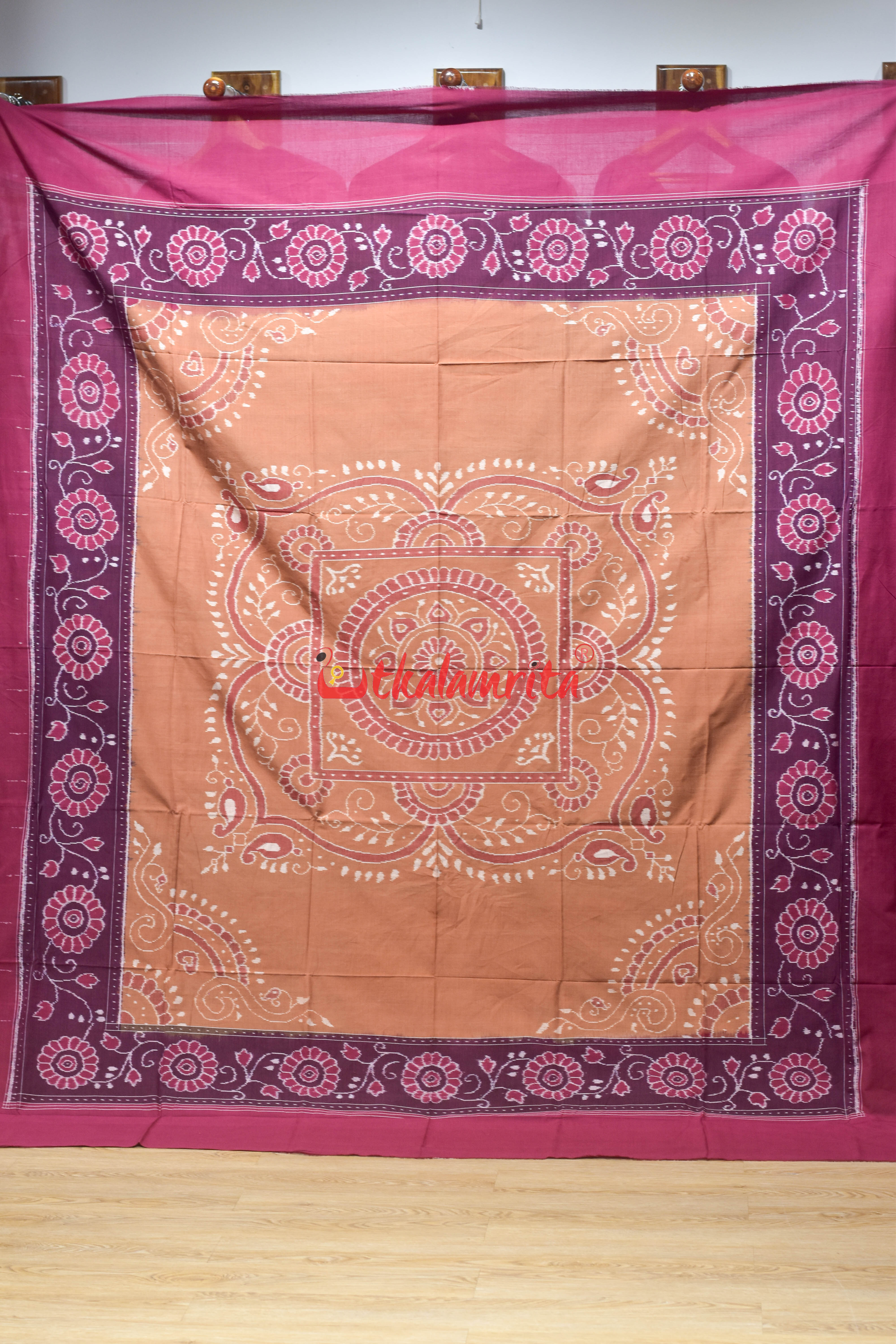 Maroon Brown Flower Bandha (Double Bedsheet)