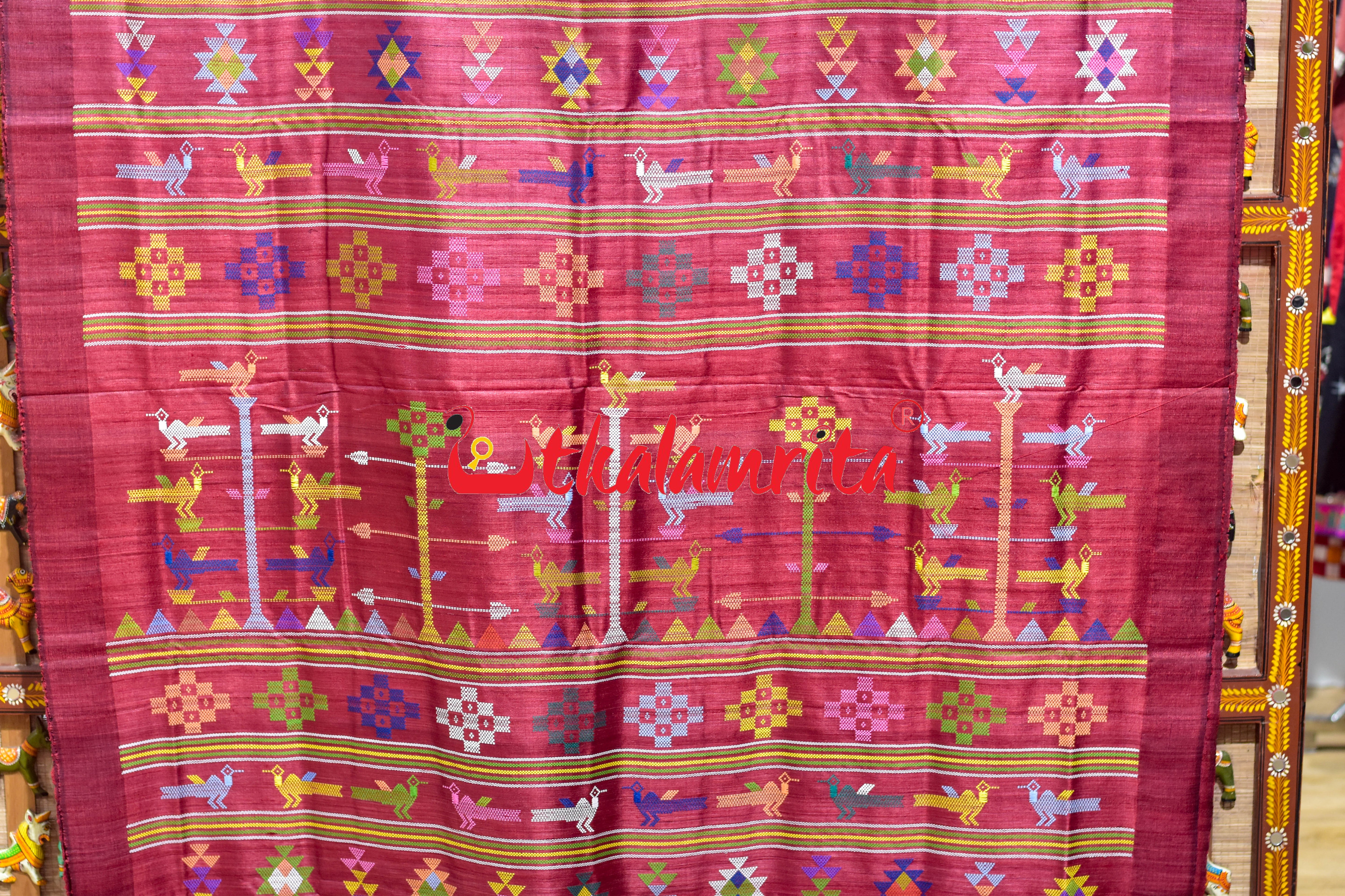 Red Chadheibana Gopalpur Tussar Silk Saree