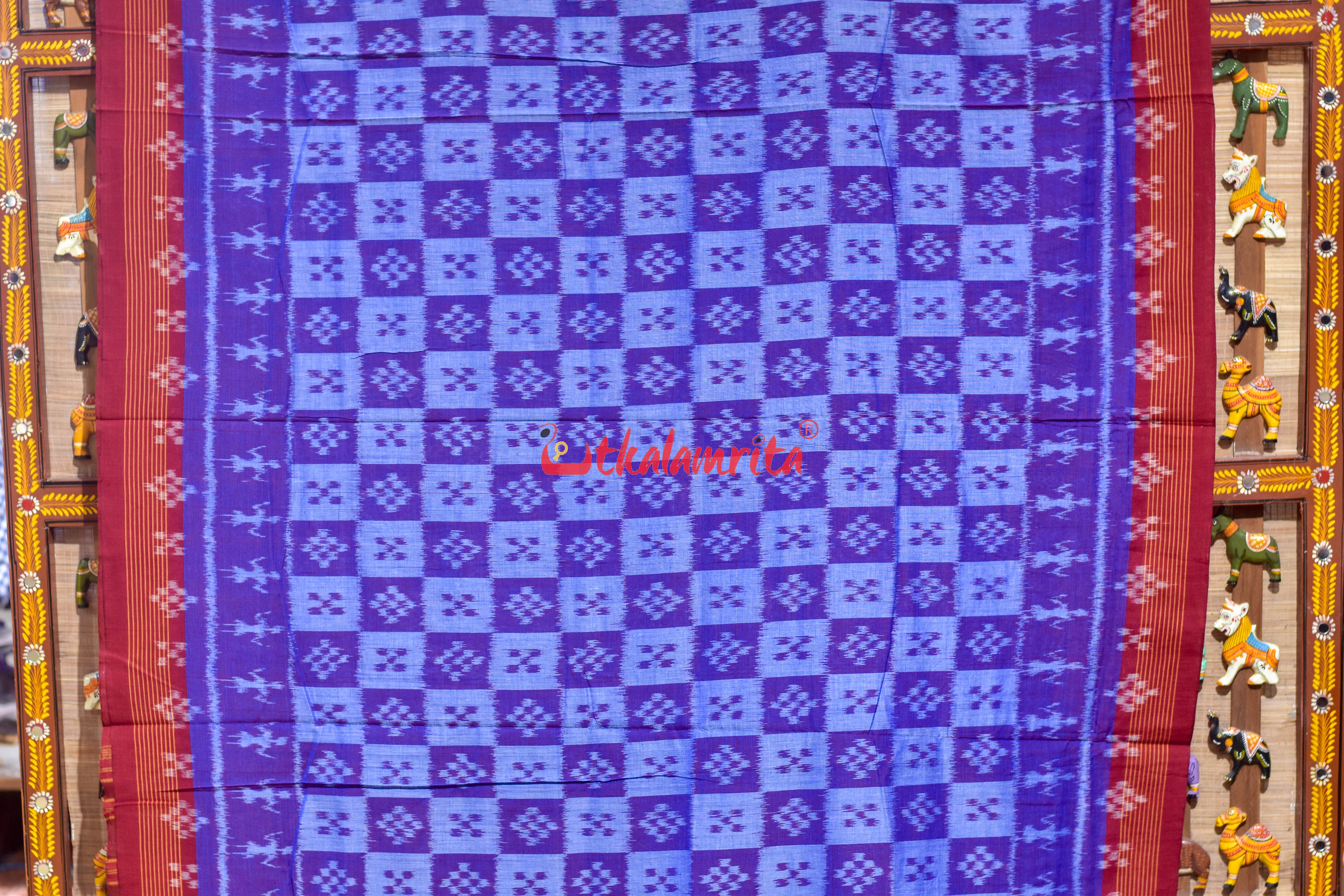 Teal Blue Body Pasapali Khandua Cotton Saree