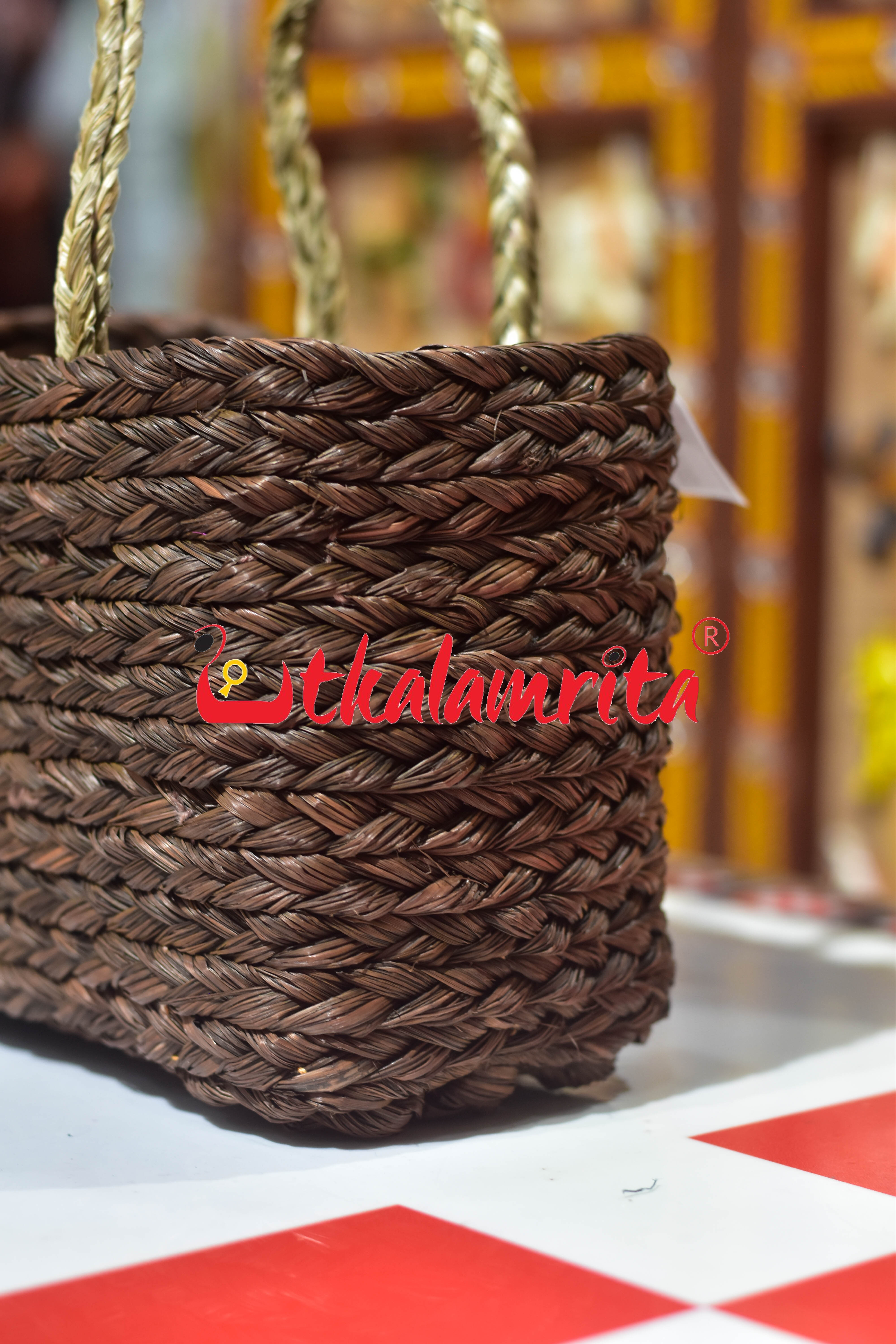 Sabai Grass Small Hamper Bag (Coffee)