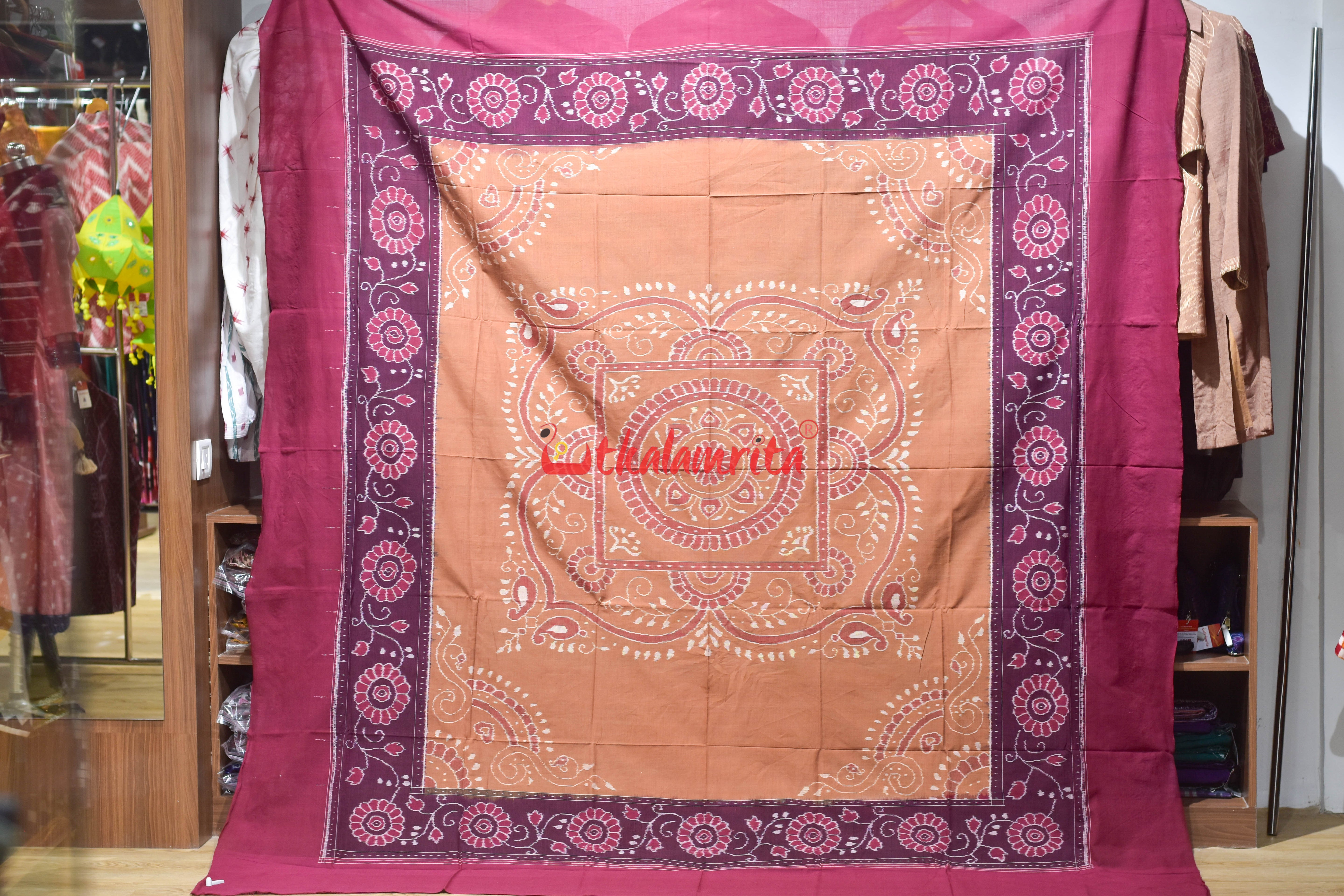 Maroon Brown Flower Bandha (Double Bedsheet)