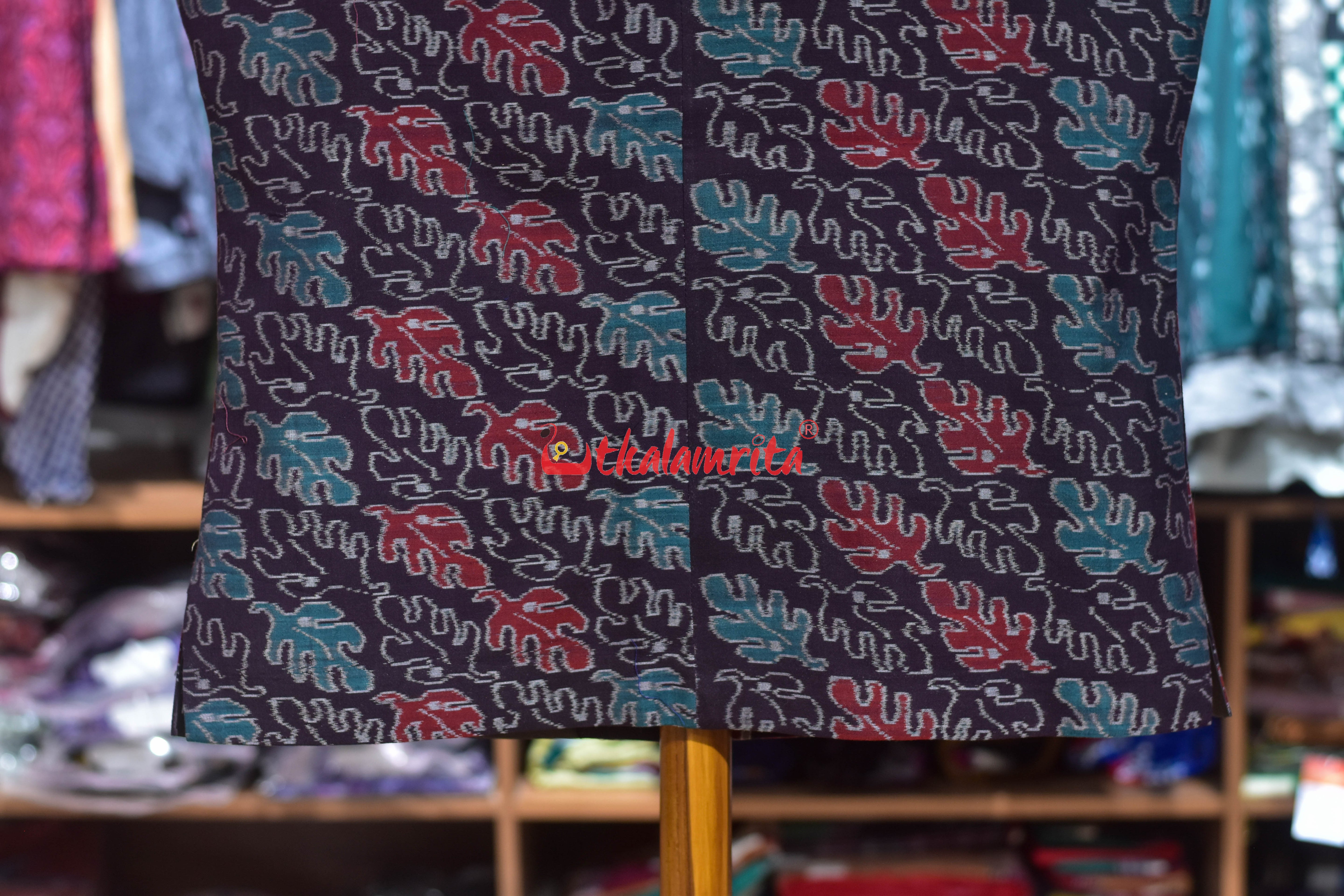 Coffee 3D Leafs Sambalpuri (Men's Jacket)