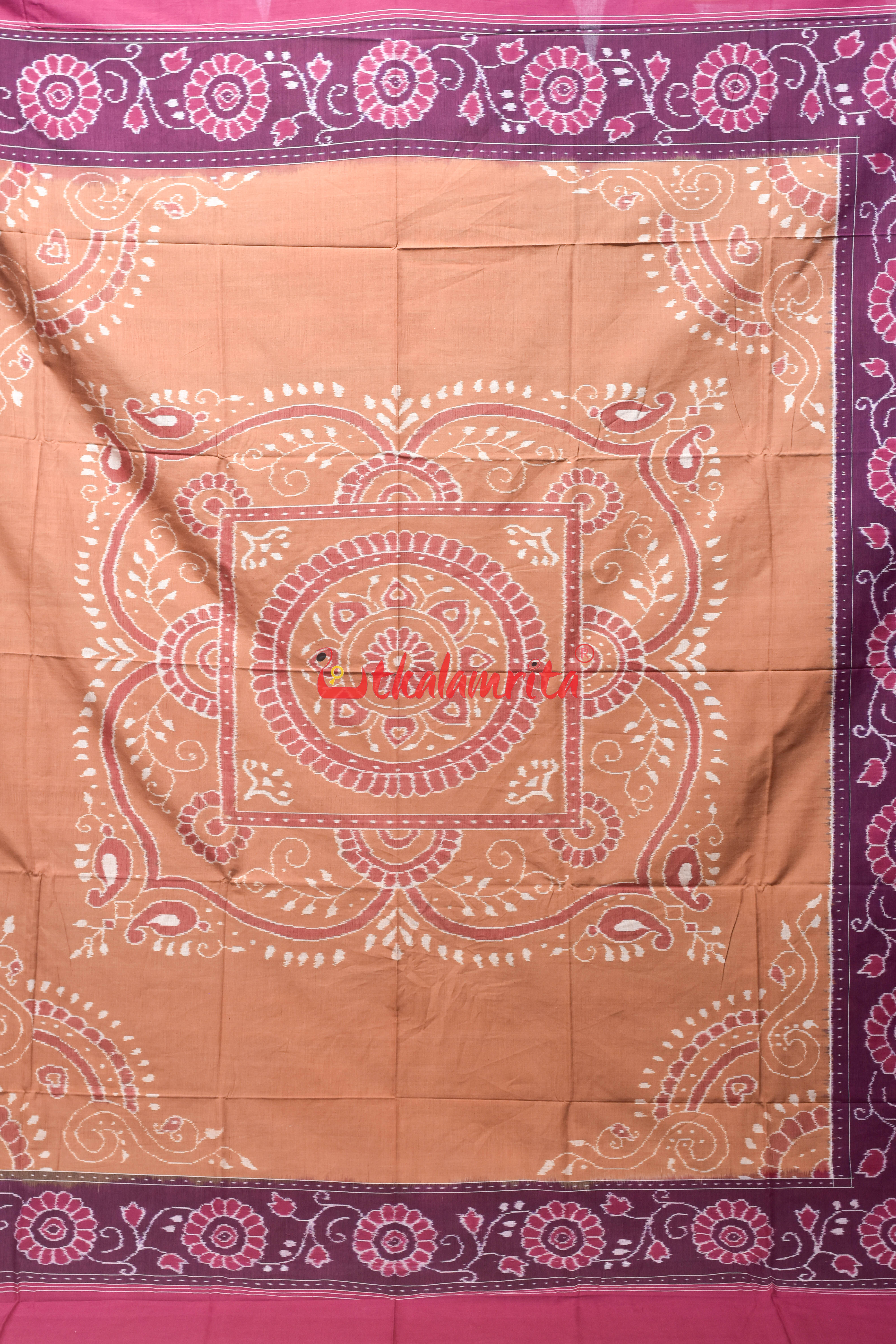Maroon Brown Flower Bandha (Double Bedsheet)