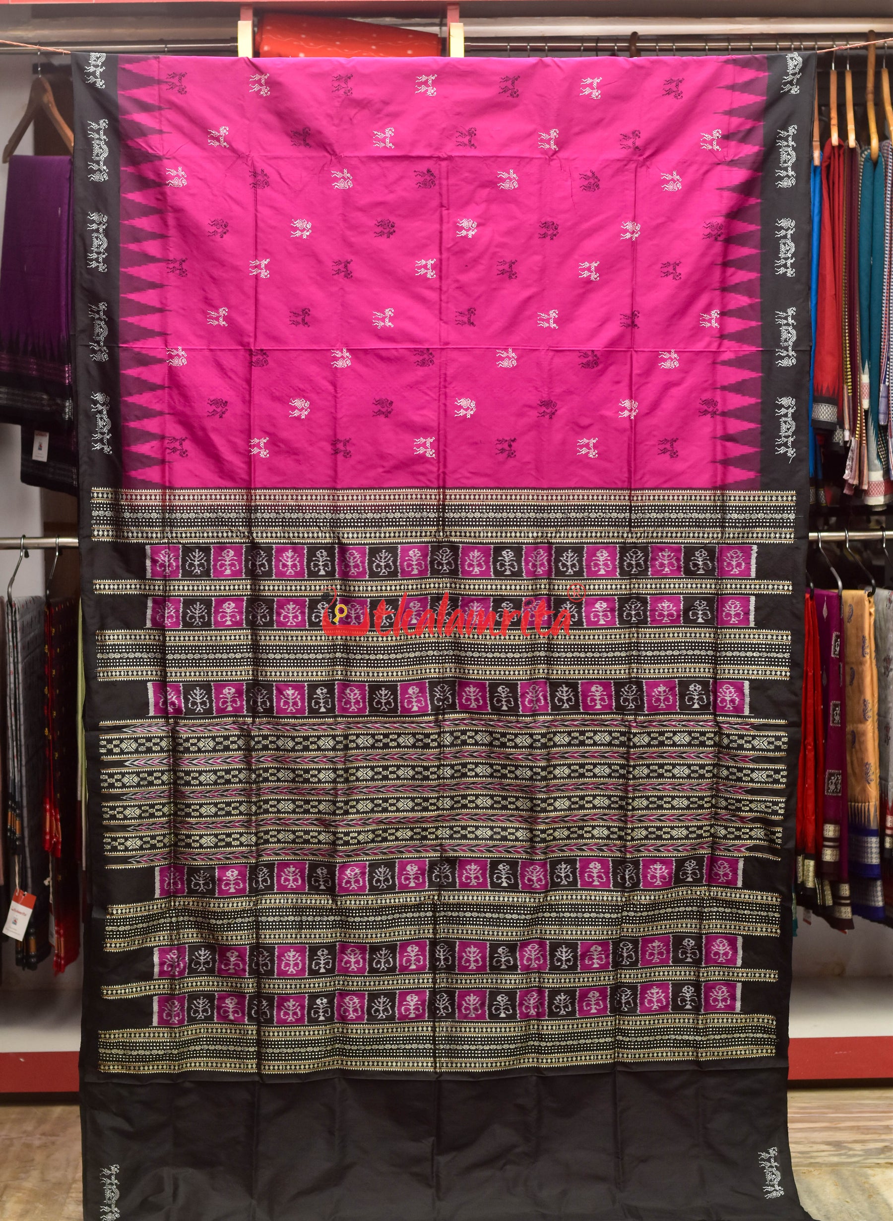 Sabari Rani Black Bomkai Silk Saree
